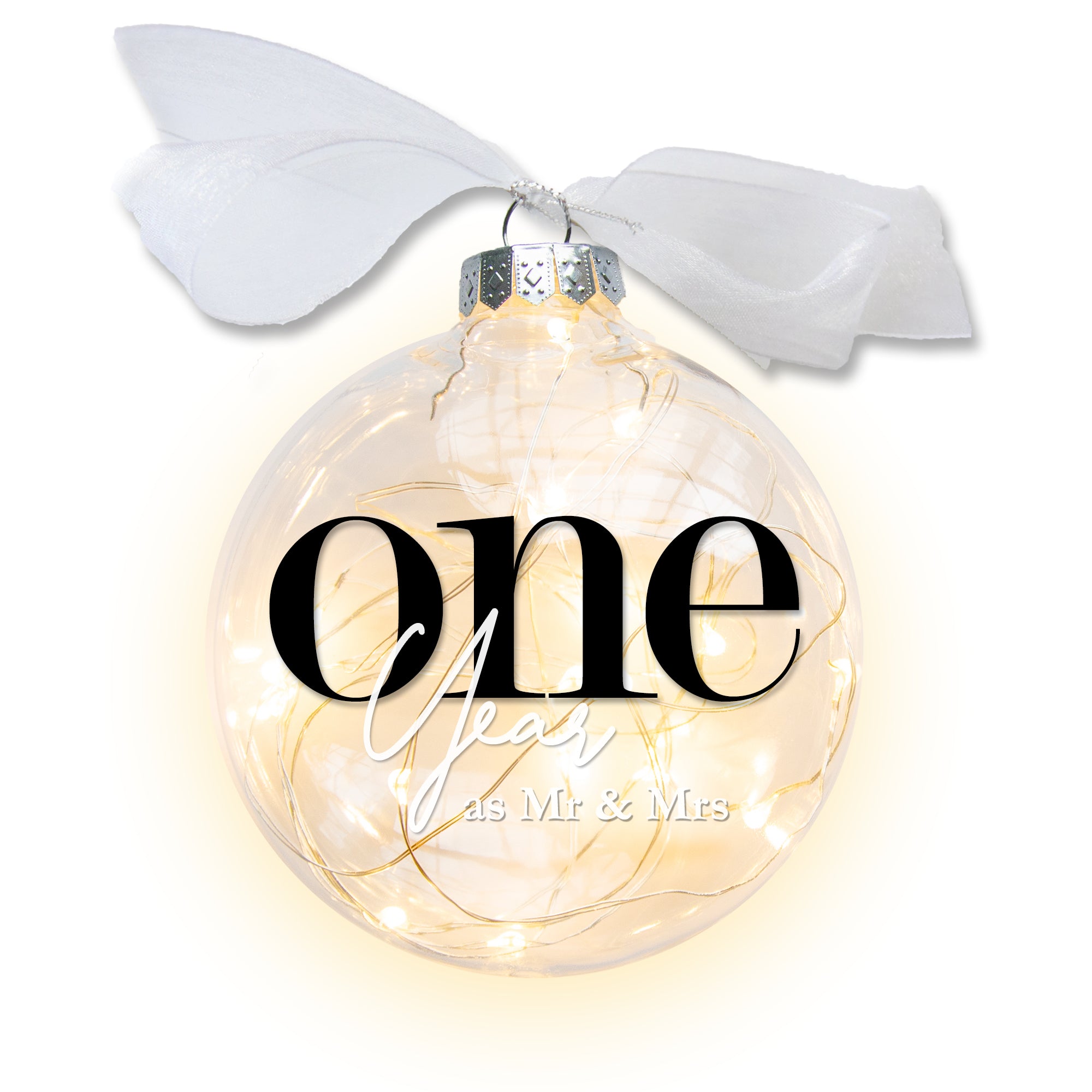 1st First Wedding Anniversary Lighted Christmas Ornament