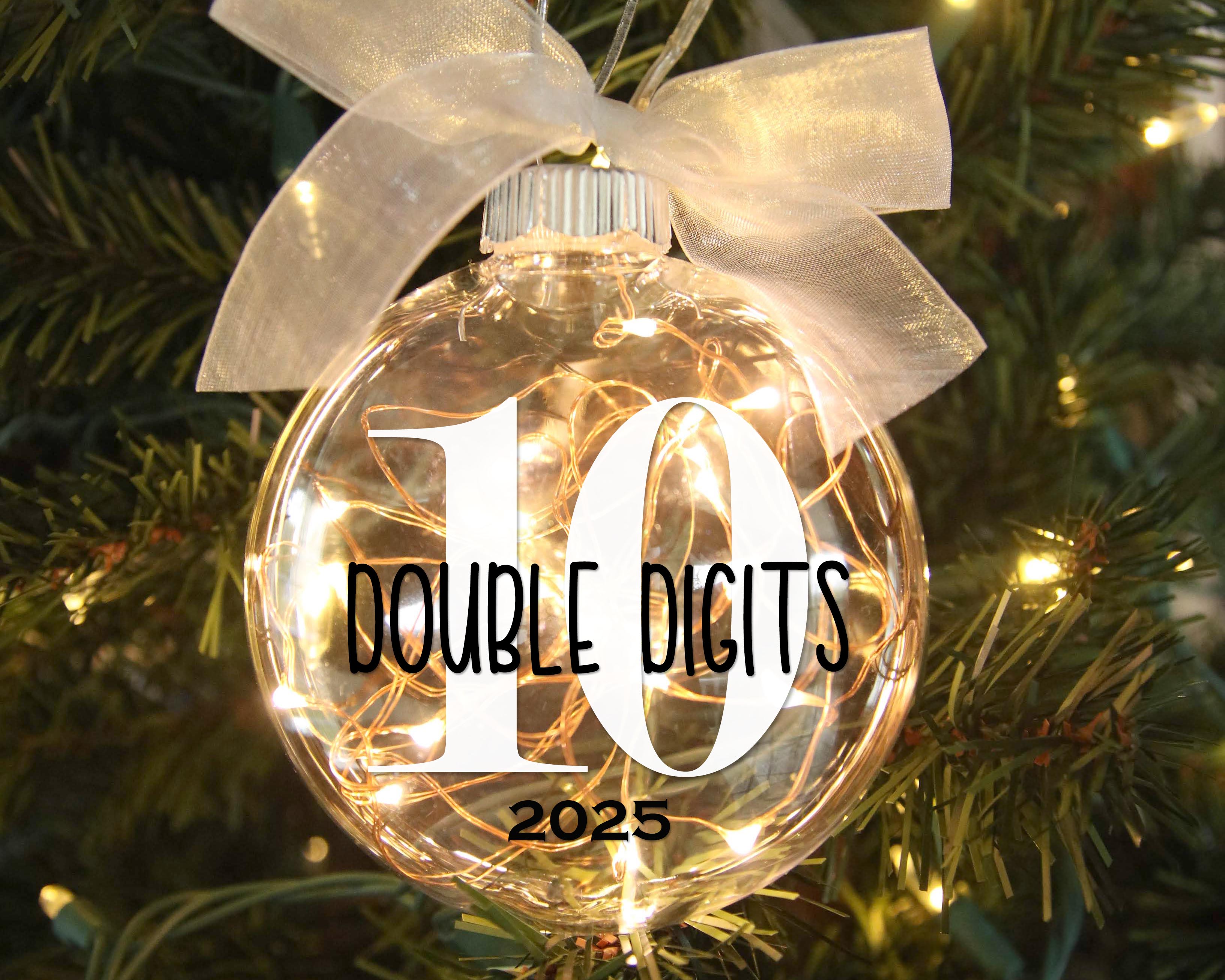 Personalized 10th Birthday Lighted Christmas Ornament - Celebrate Double Digits