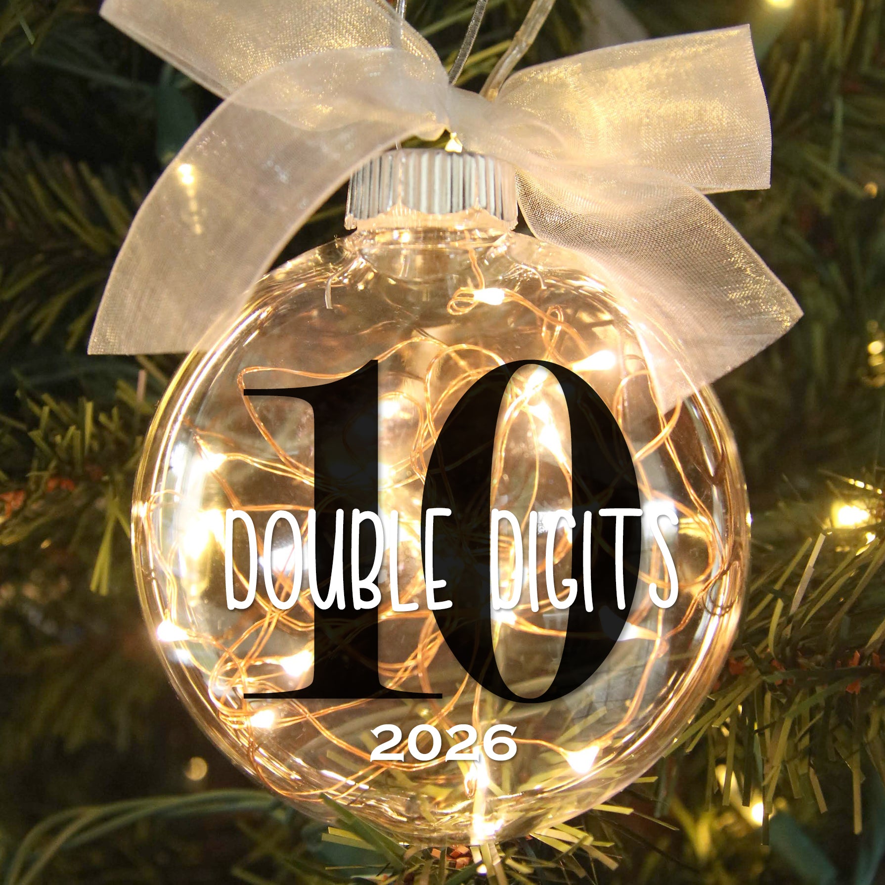 Personalized 10th Birthday Lighted Christmas Ornament - Celebrate Double Digits