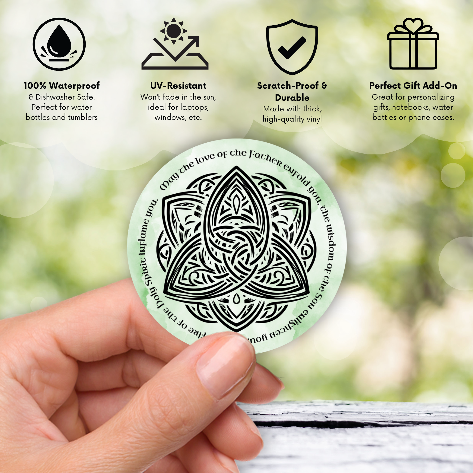 Celtic Knot Waterproof Vinyl Sticker -  Irish Faith & Trinity Symbol