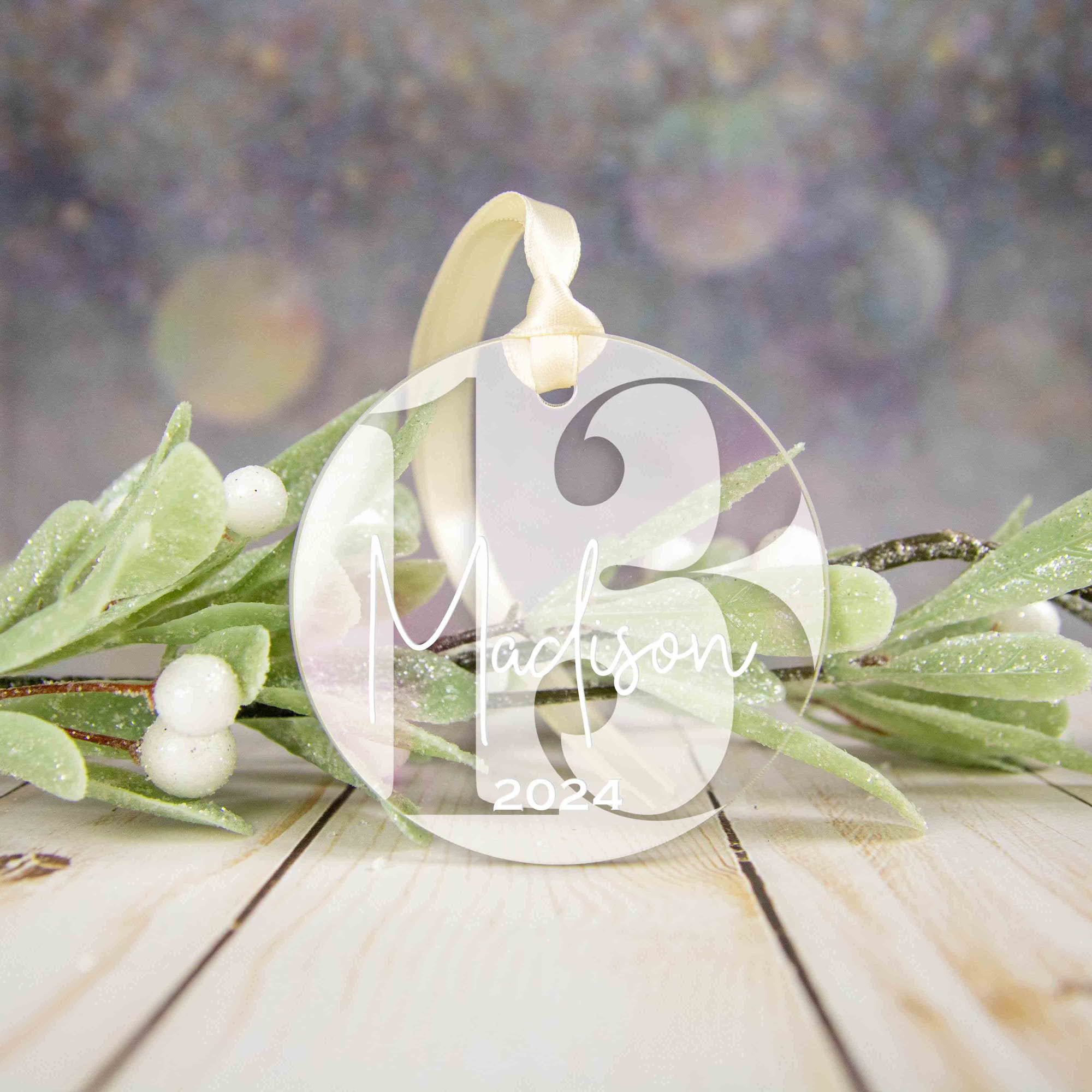 Personalized 13th Birthday Acrylic Christmas Ornament, Gift Box Included