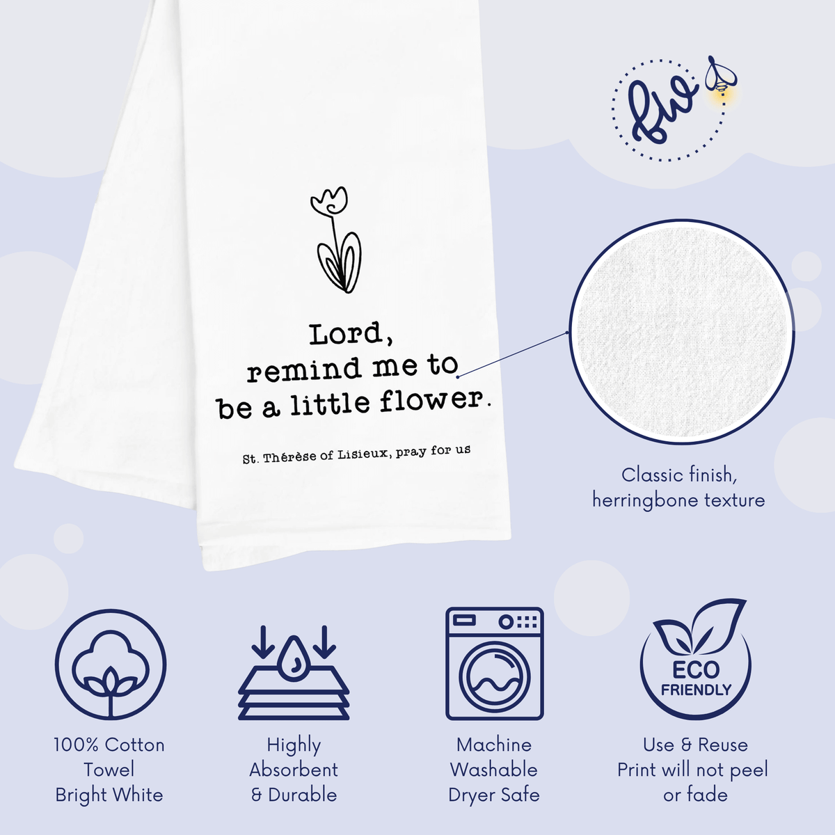 Little Flower Kitchen Towel — St. Thérèse of Lisieux - Firefly Wishes