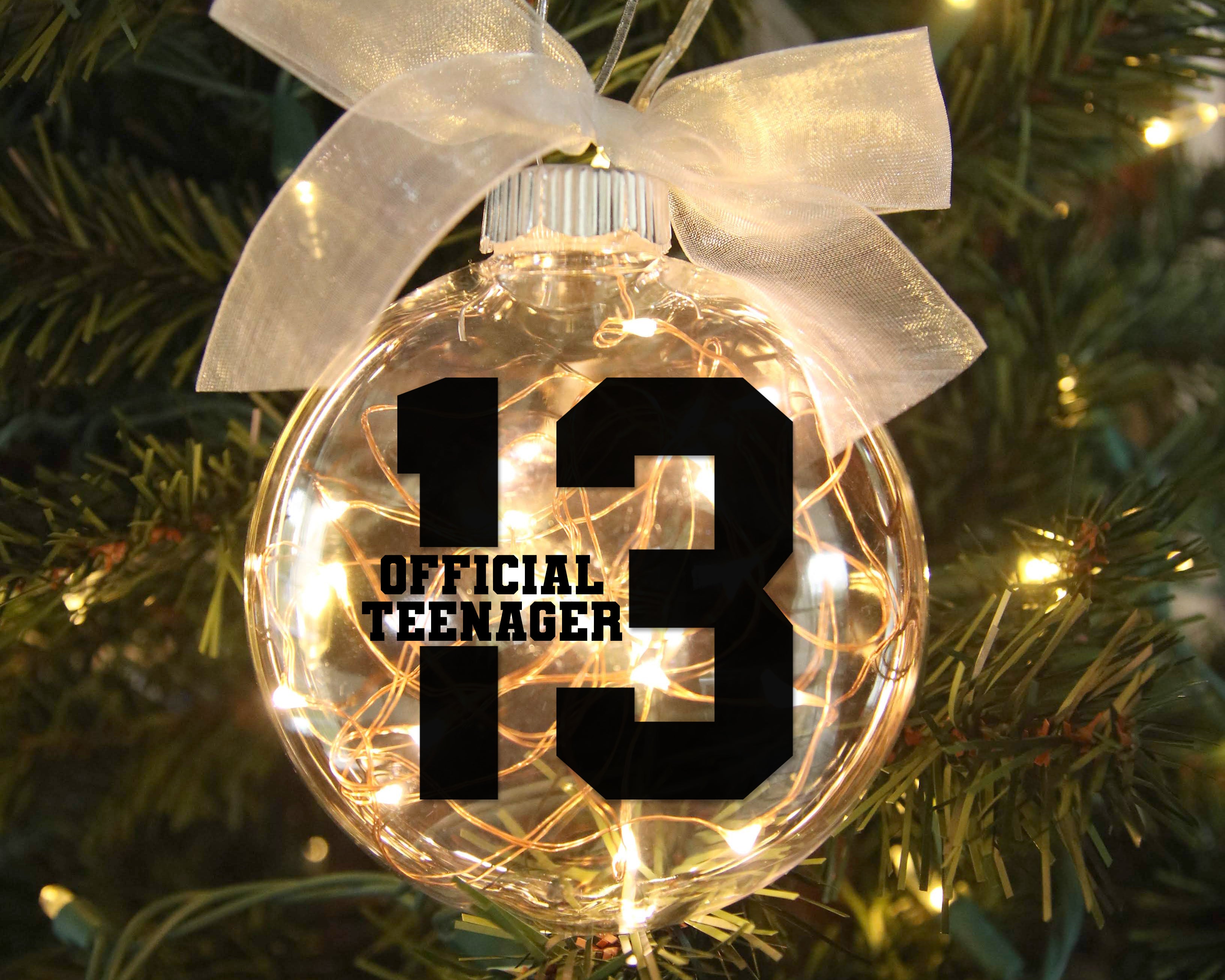 Personalized 13th Birthday Official Teenager Lighted Christmas Ornament