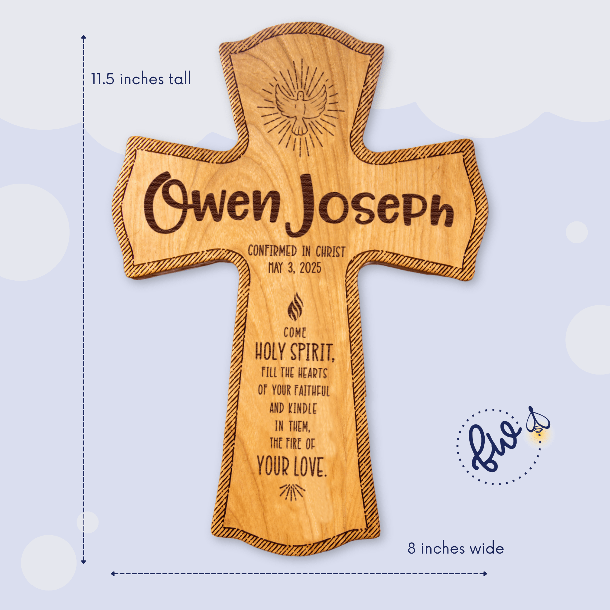 Confirmation Personalized Wood Cross - Engraved Religious Keepsake Gift - Firefly Wishes