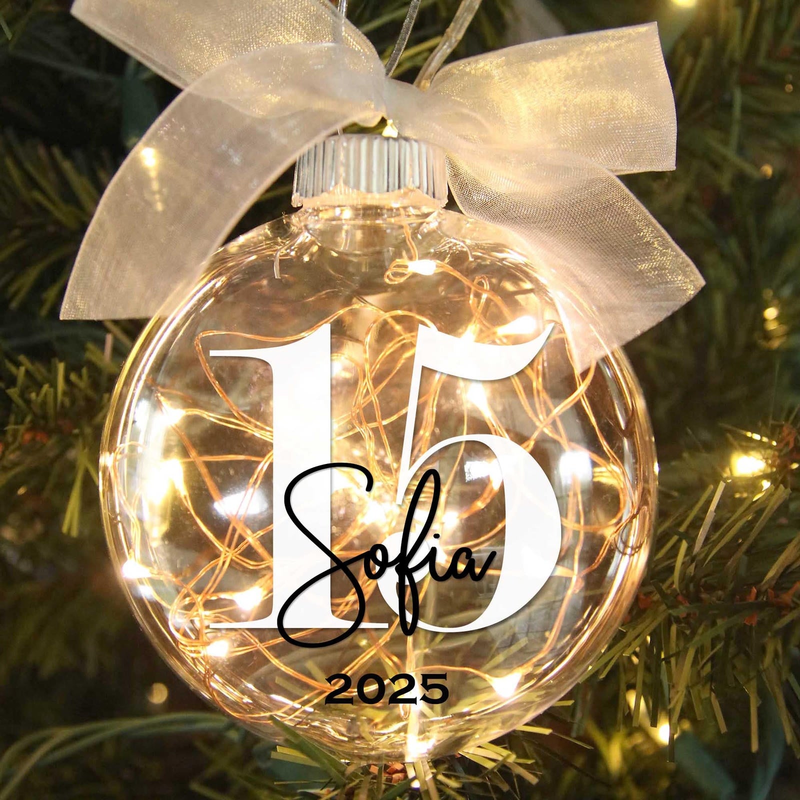 Personalized 15th Mis Quince Años lighted ornament