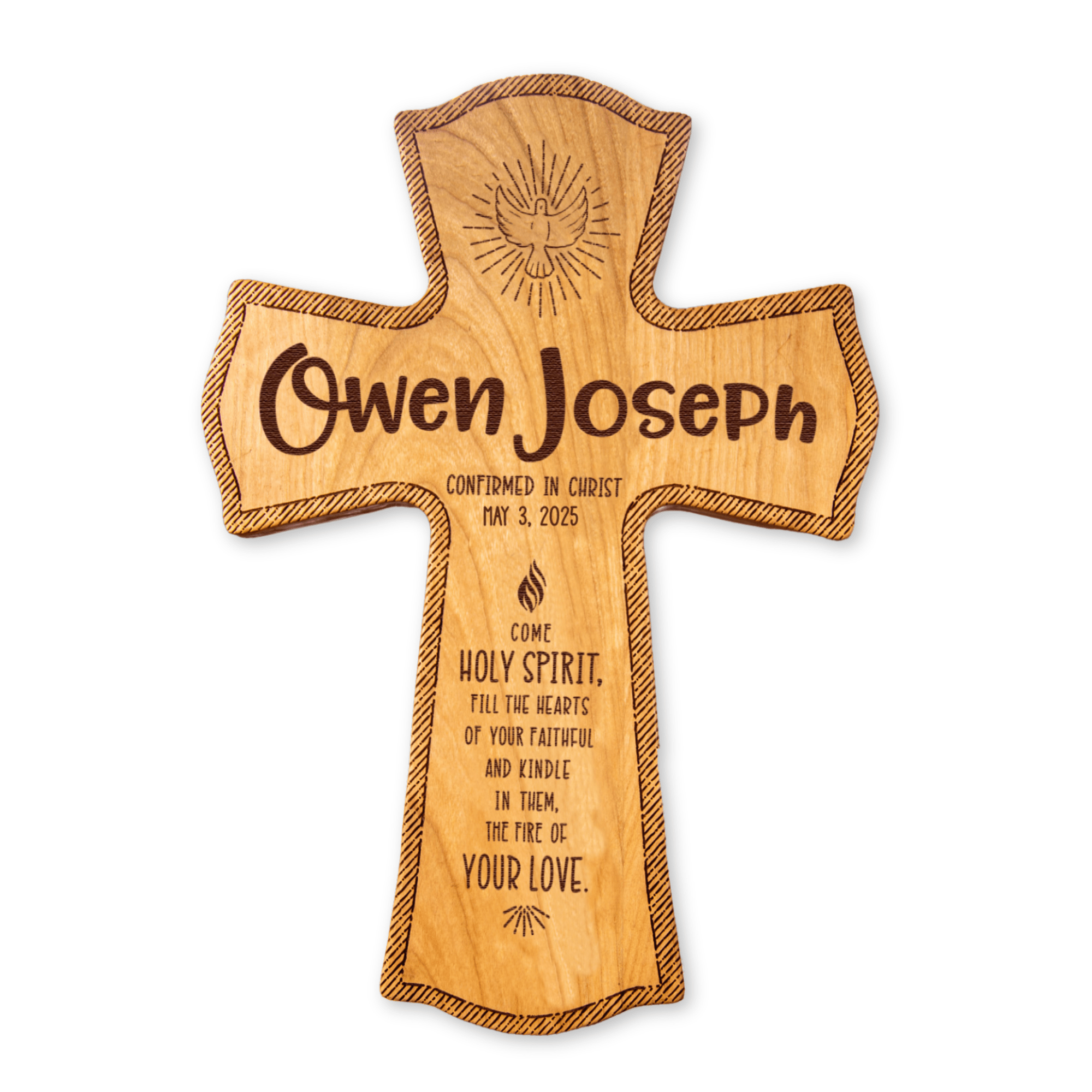 Confirmation Personalized Wood Cross - Engraved Religious Keepsake Gift - Firefly Wishes