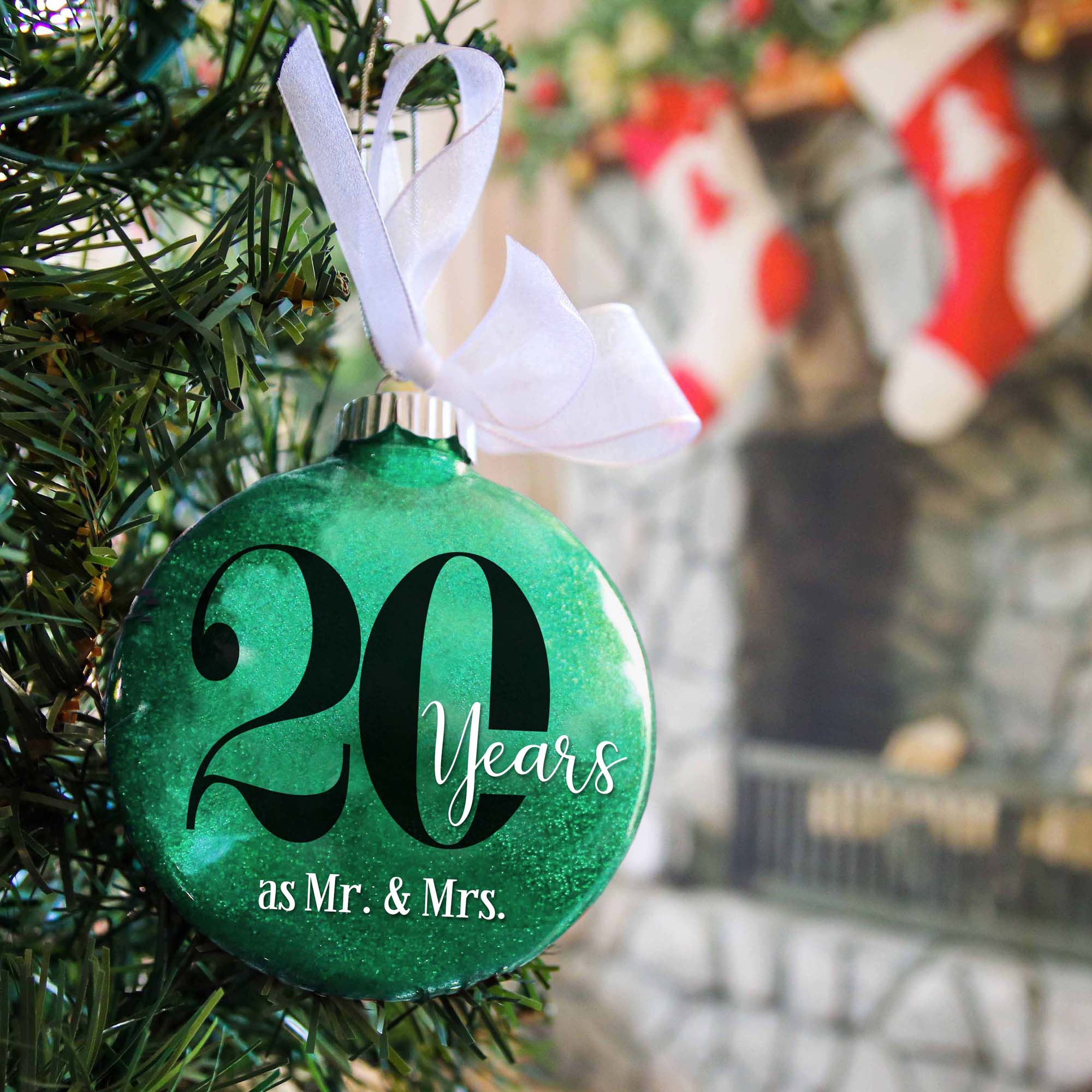 20th Wedding Anniversary Glitter Christmas Ornament