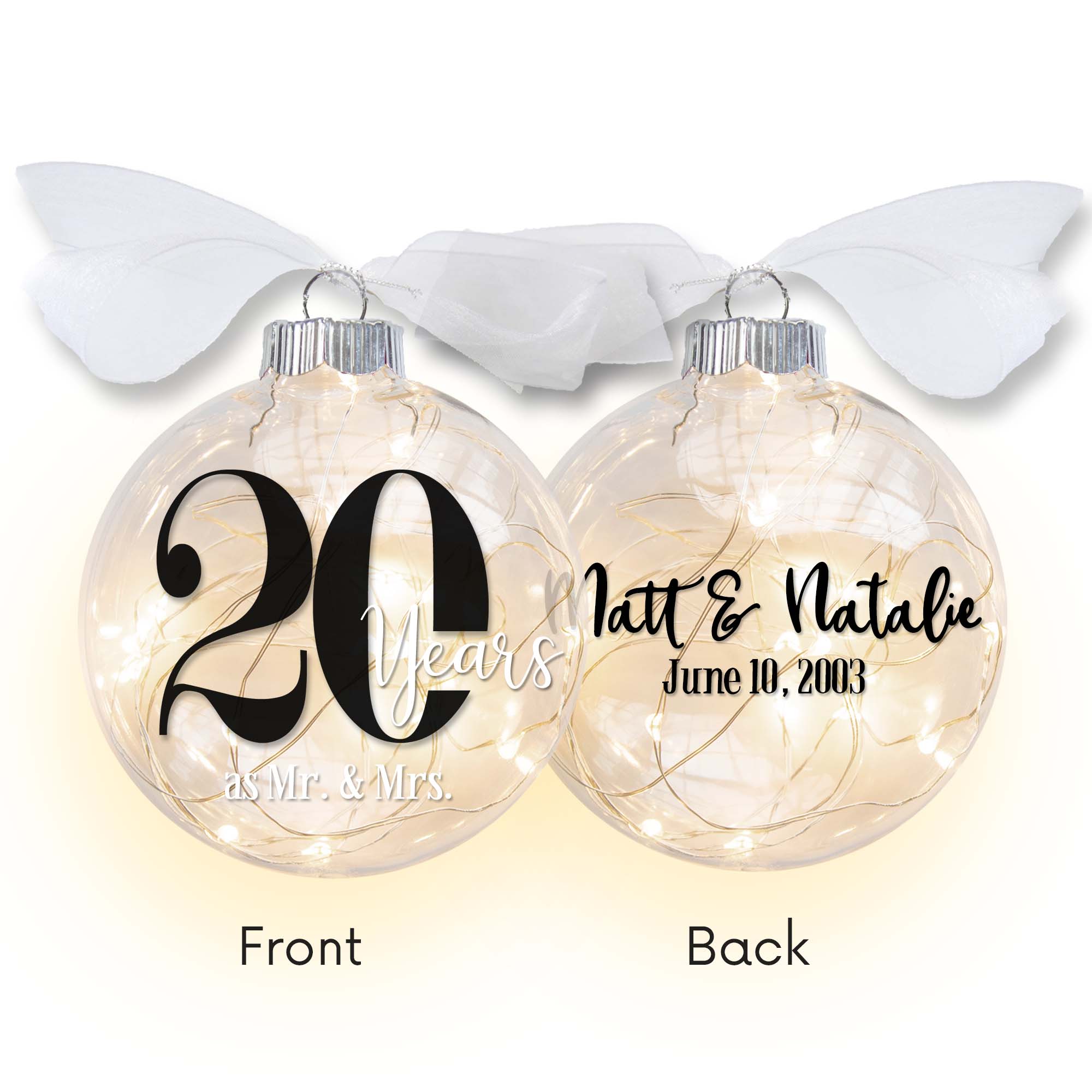 Personalized Anniversary Lighted Ornament – Milestone Keepsake Gift
