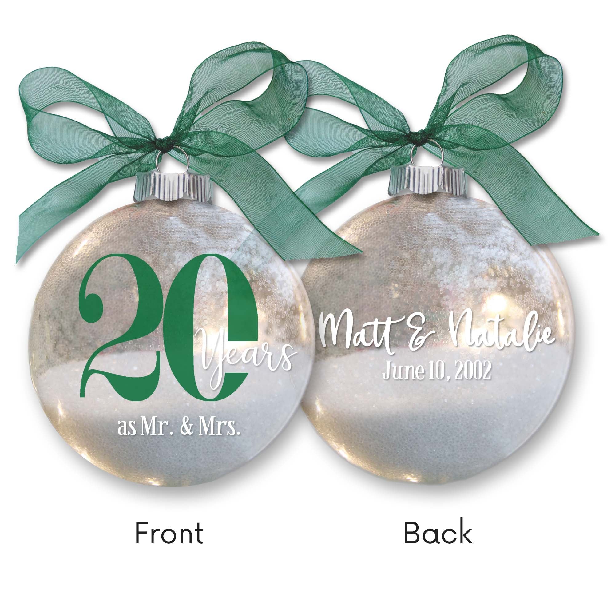 20th Wedding Anniversary Glitter Christmas Ornament