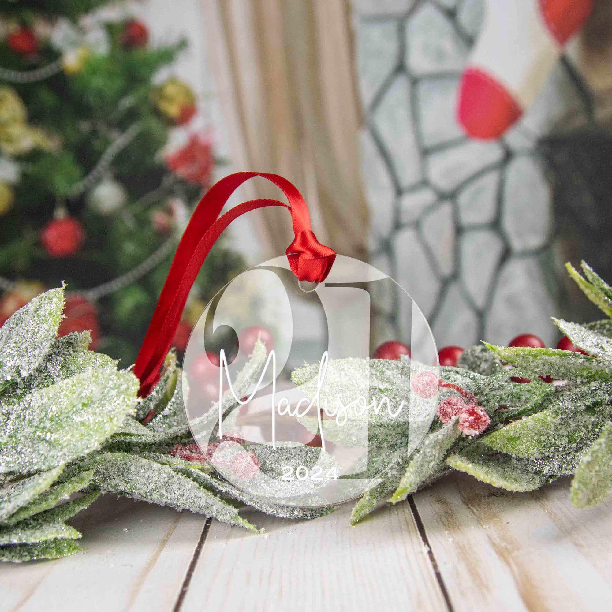 Personalized 21st Birthday Acrylic Christmas Ornament, Gift Box Included