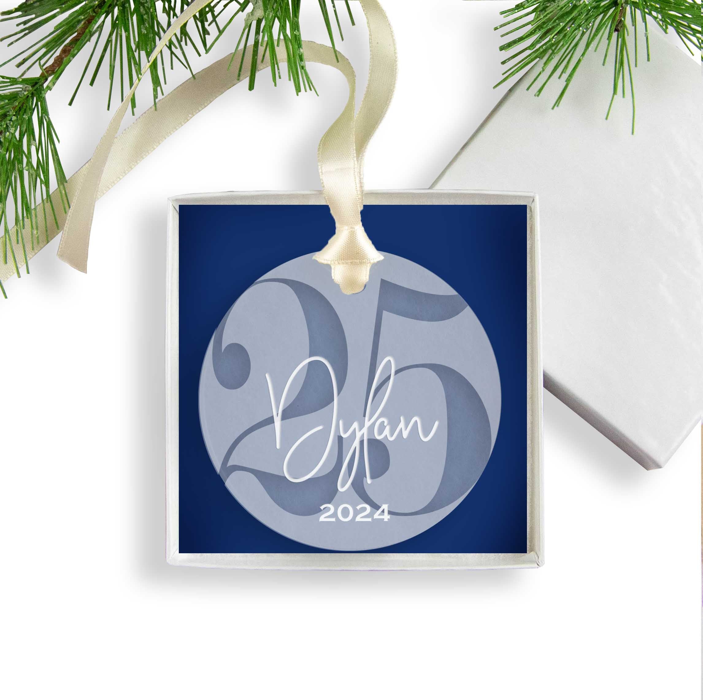Personalized 25th Birthday Acrylic Christmas Ornament, Gift Box Included