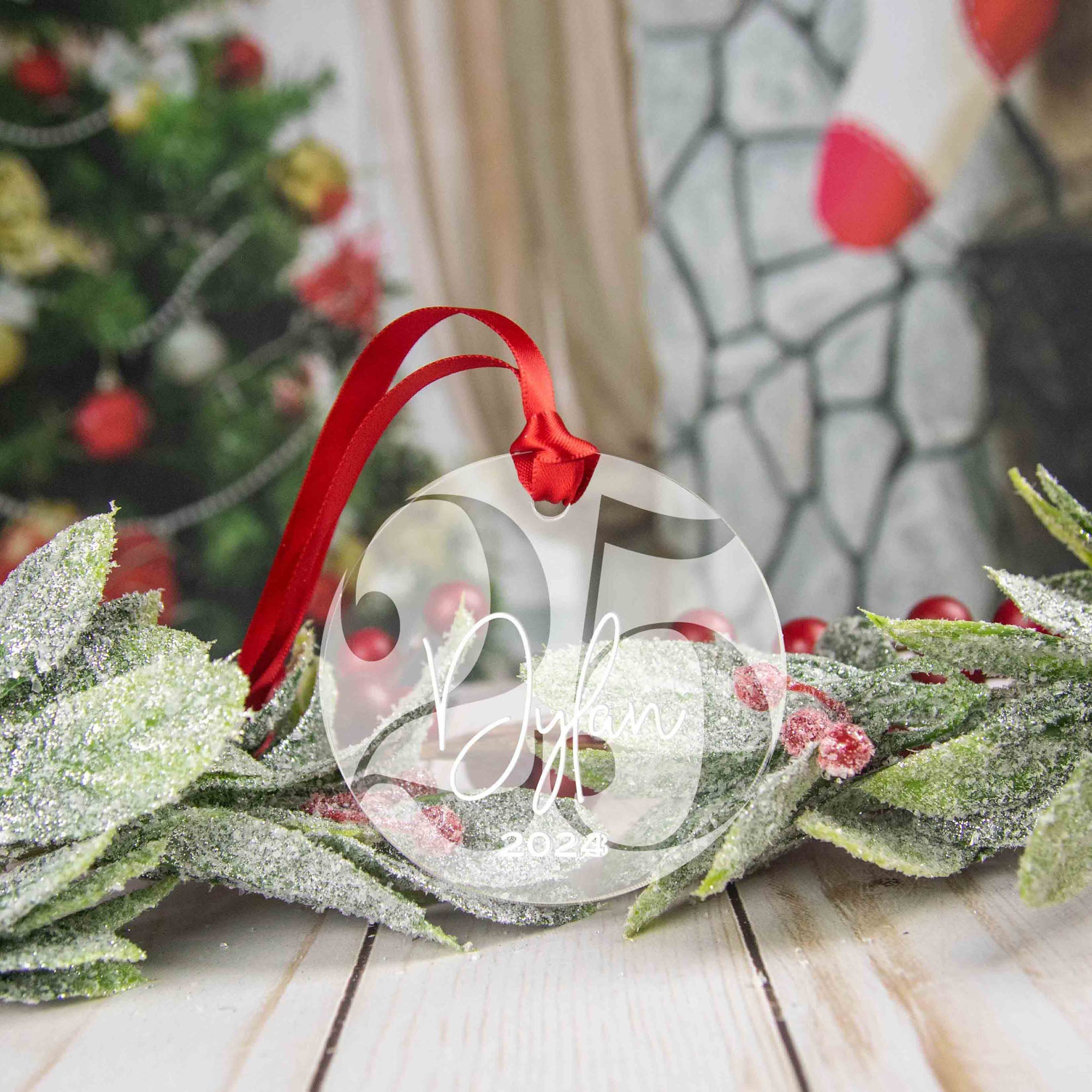 Personalized 25th Birthday Acrylic Christmas Ornament, Gift Box Included