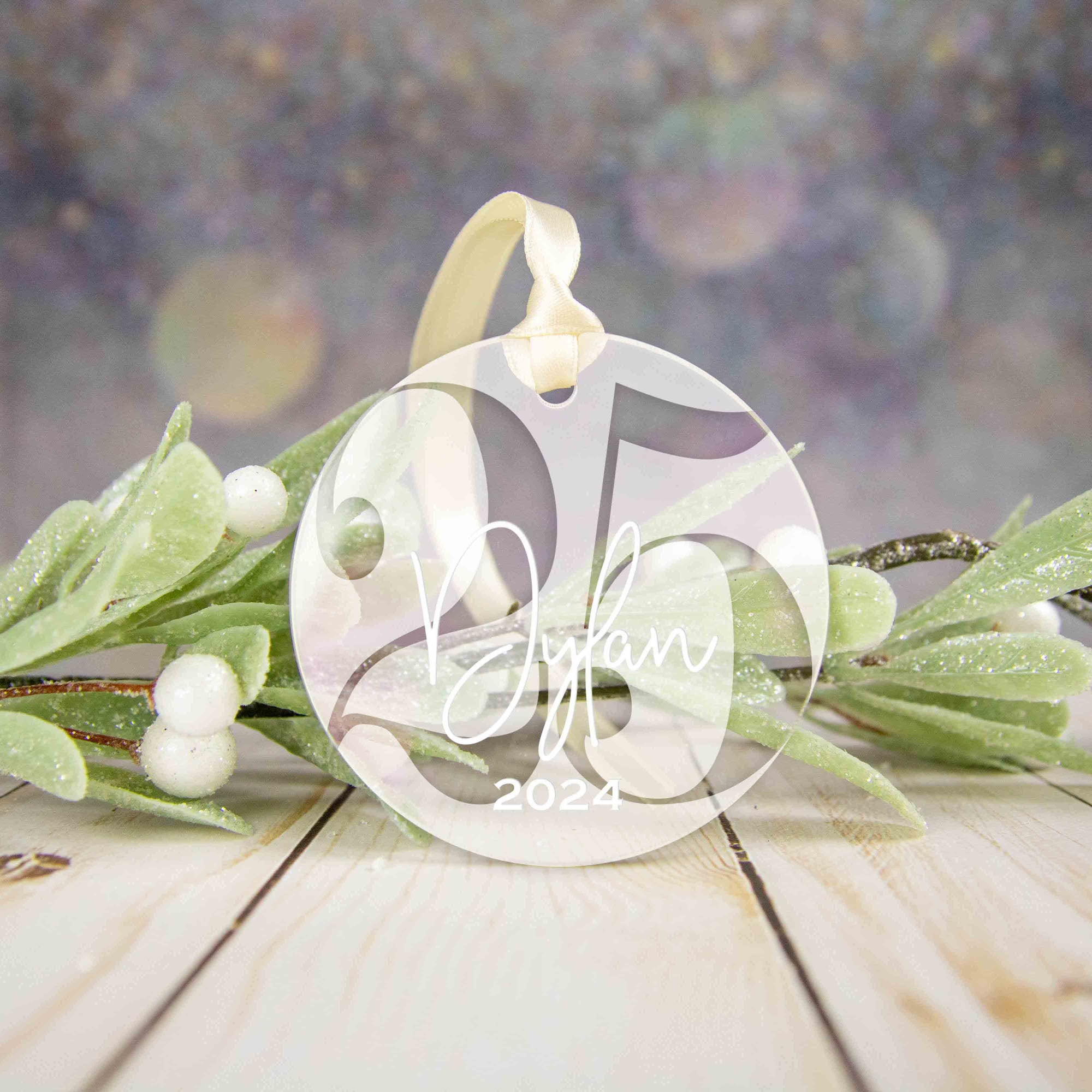 Personalized 25th Birthday Acrylic Christmas Ornament, Gift Box Included