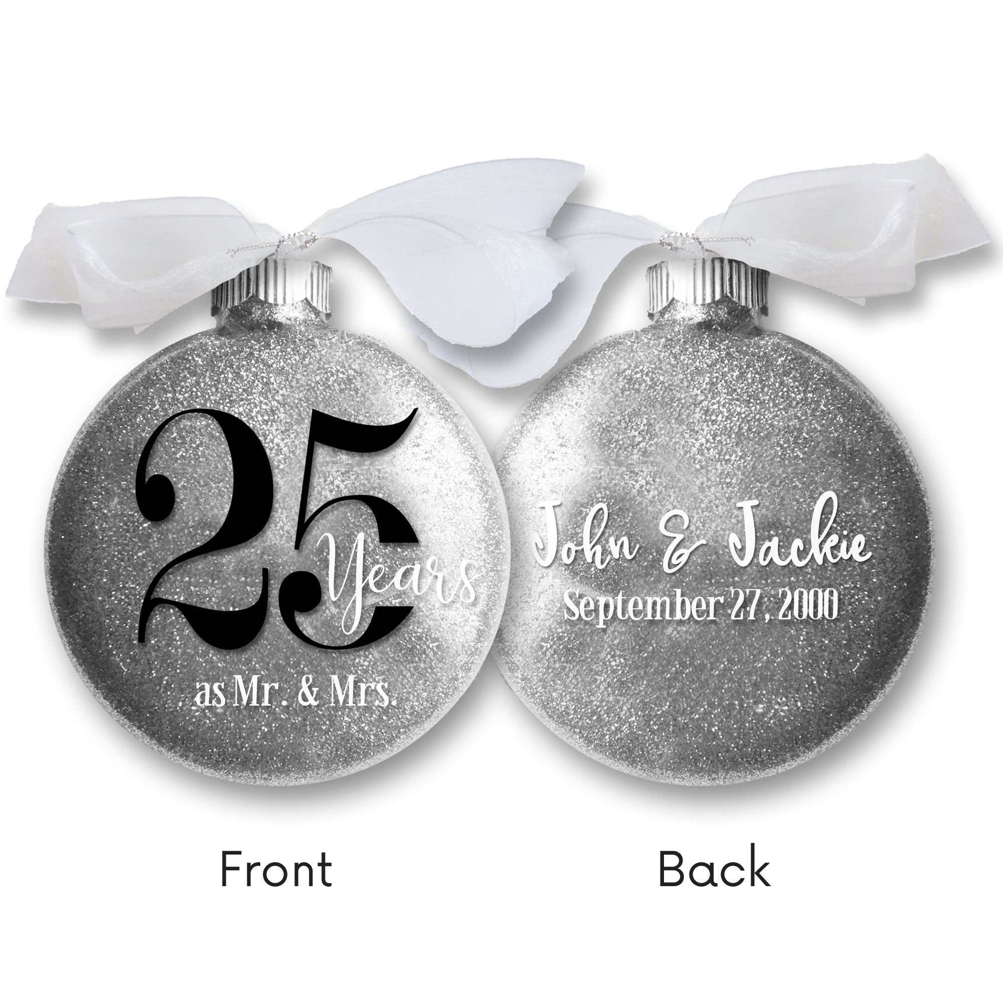Personalized Anniversary Glitter Ornament – Milestone Keepsake Gift