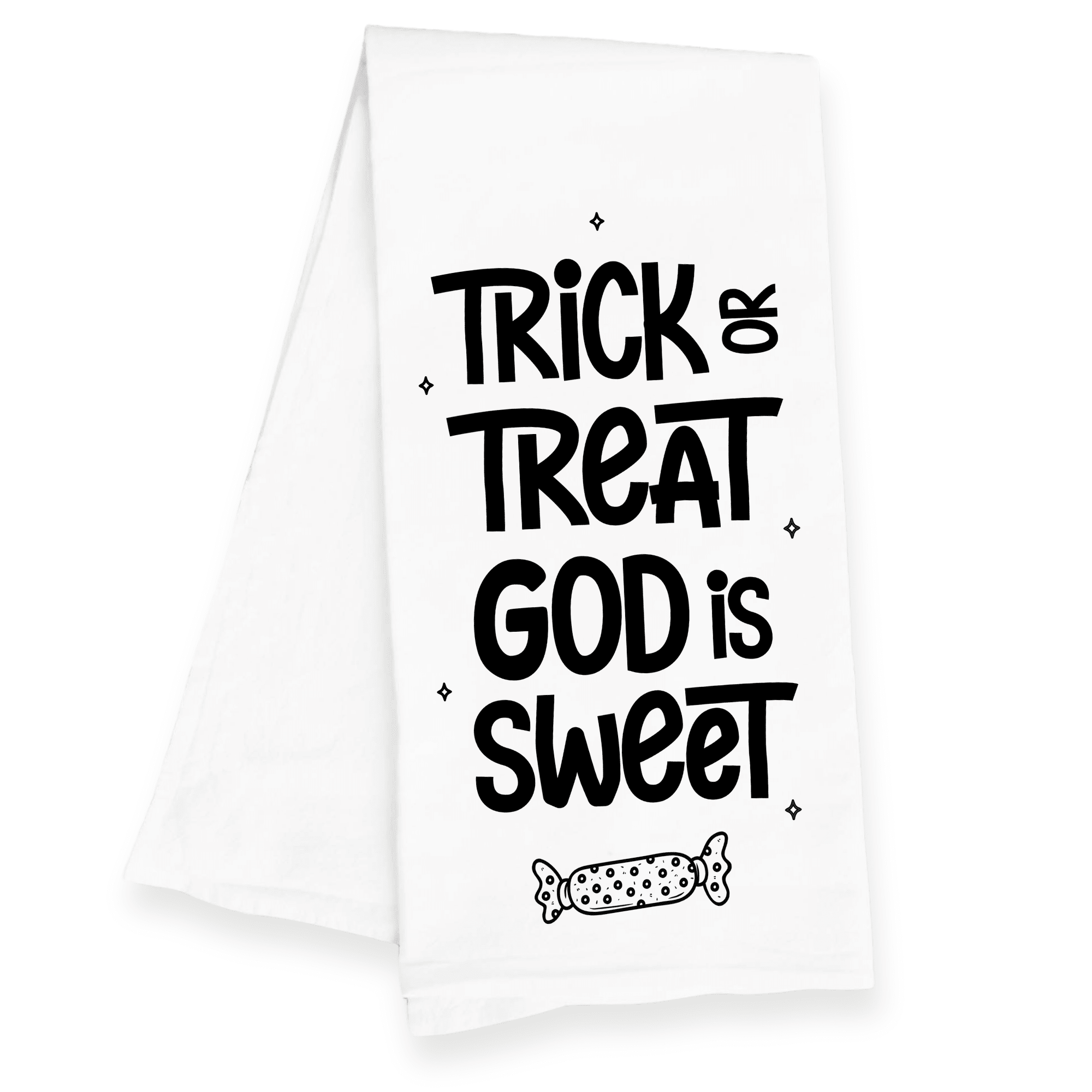 Halloween Christian Kitchen Towel - Trick or Treat God is Sweet - Firefly Wishes