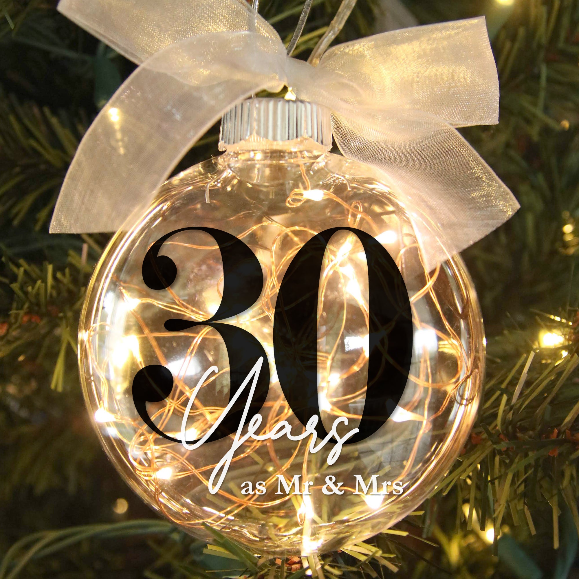 30th Wedding Anniversary Lighted Christmas Ornament
