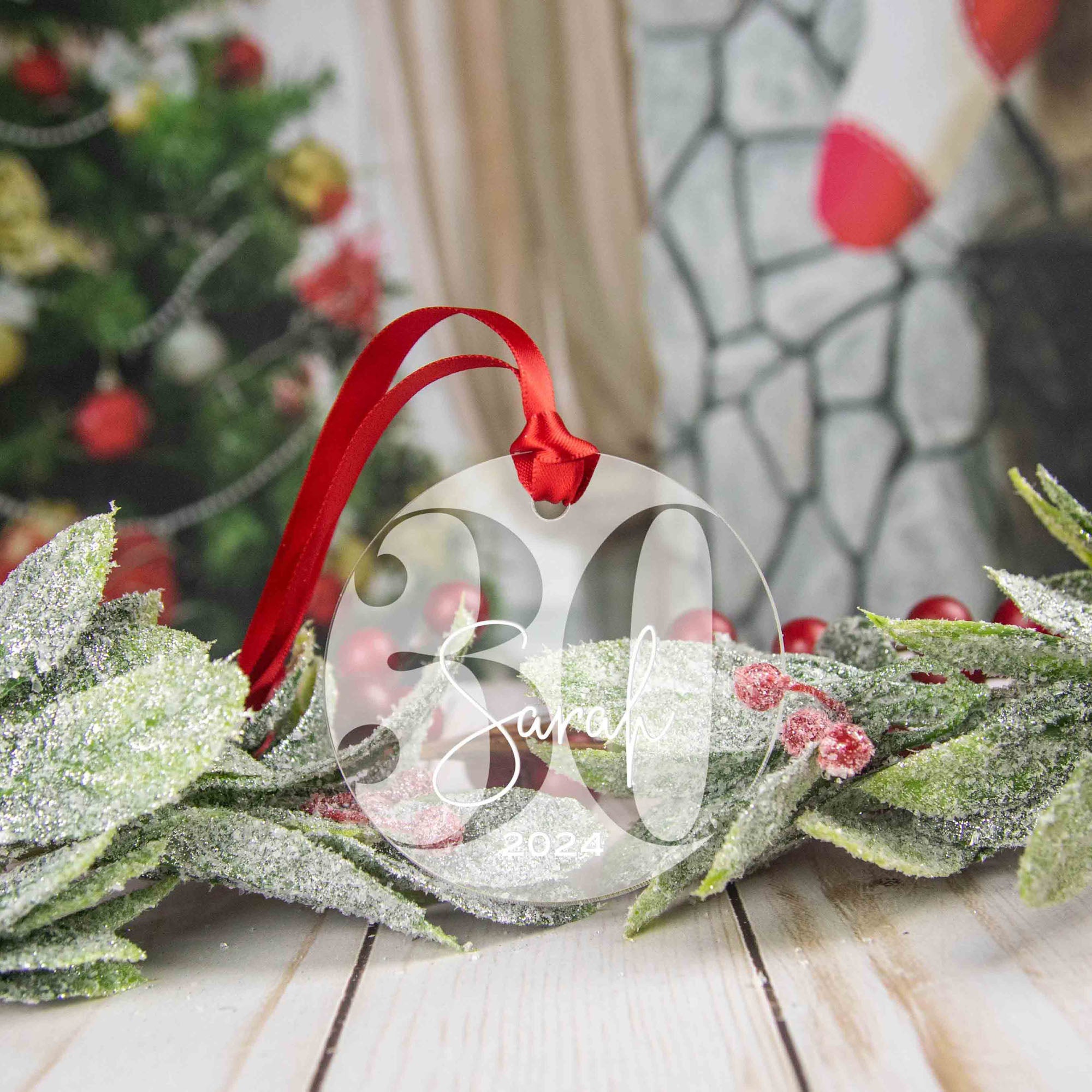 Personalized 30th Birthday Acrylic Christmas Ornament, Gift Box Included