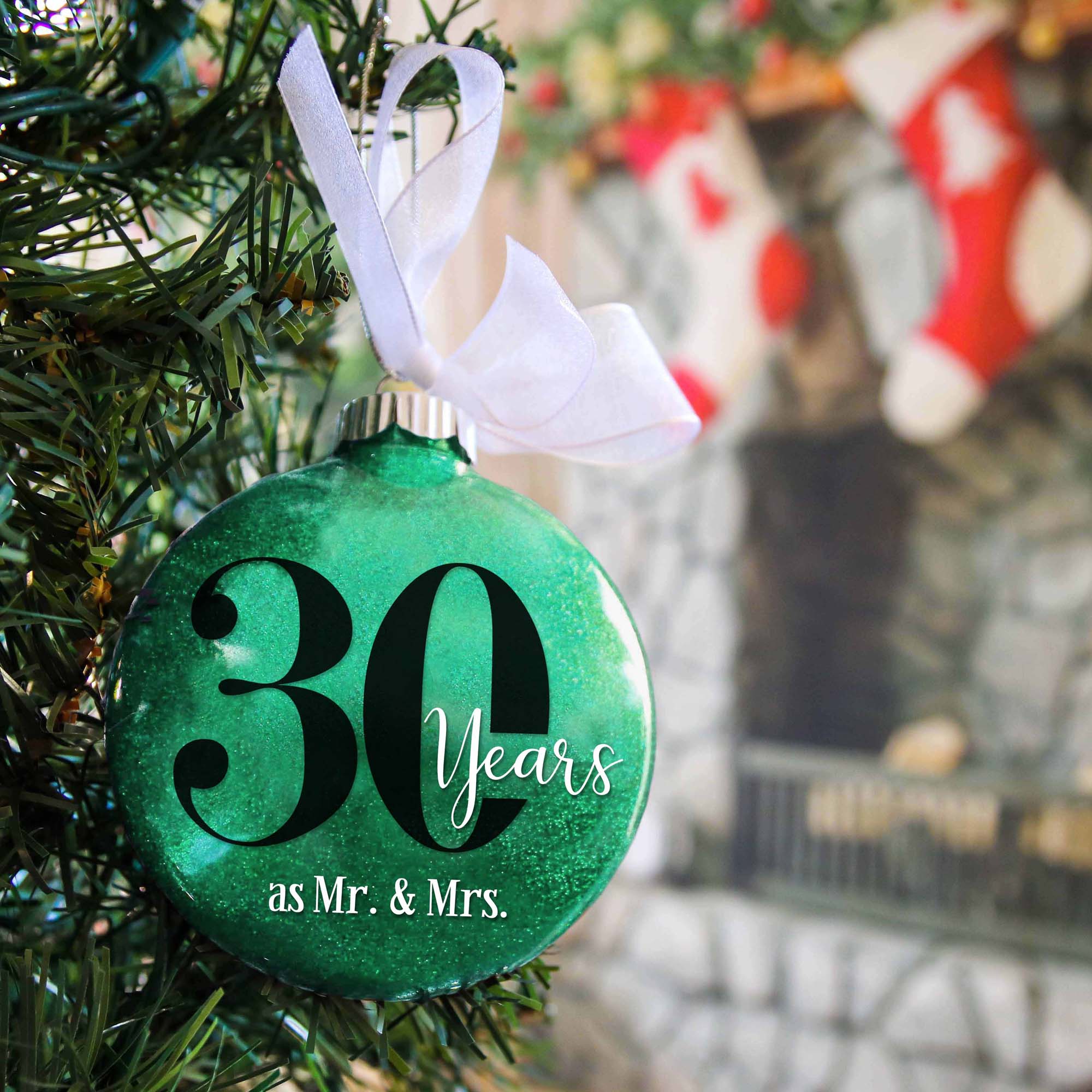 30th Wedding Anniversary Glitter Christmas Ornament