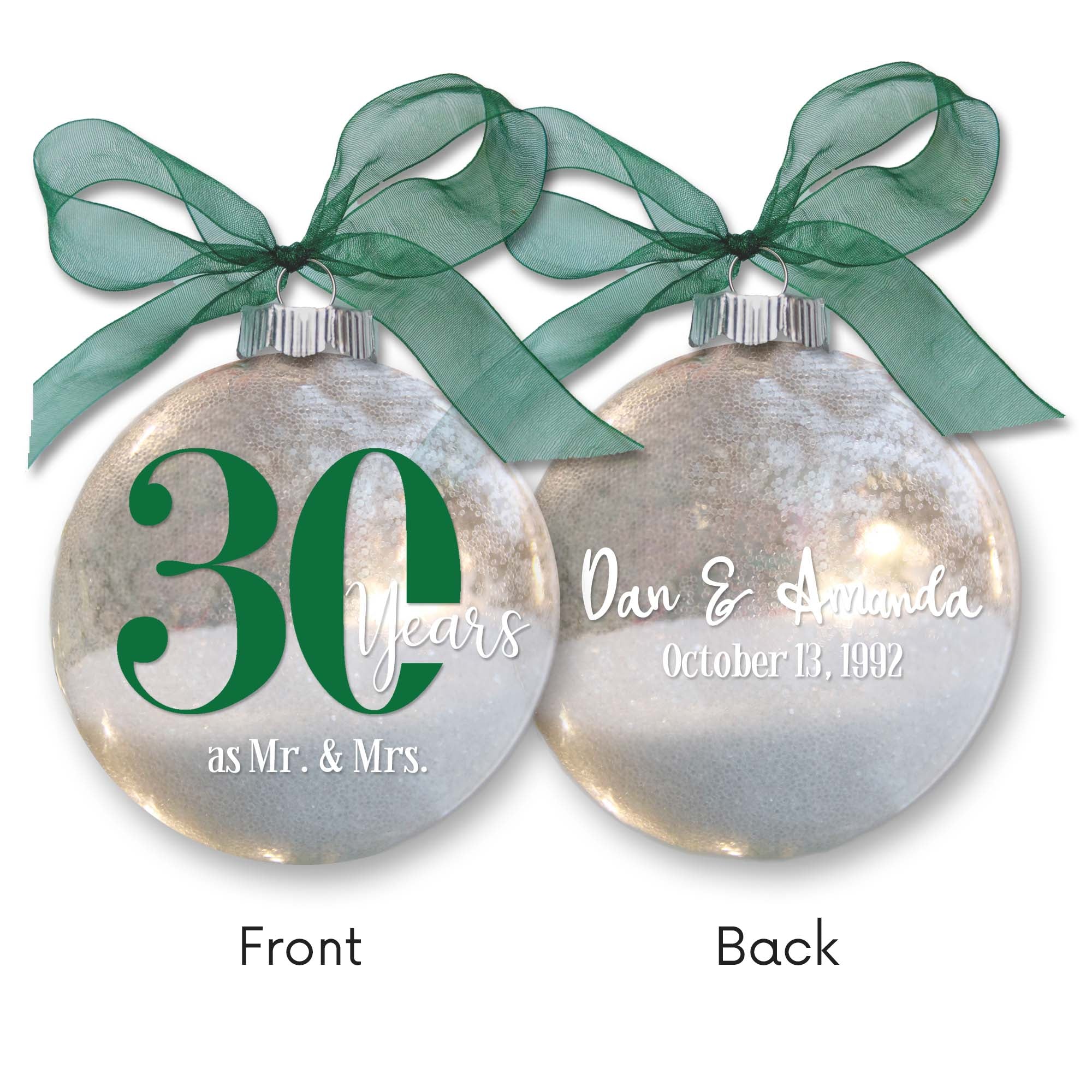 30th Wedding Anniversary Glitter Christmas Ornament