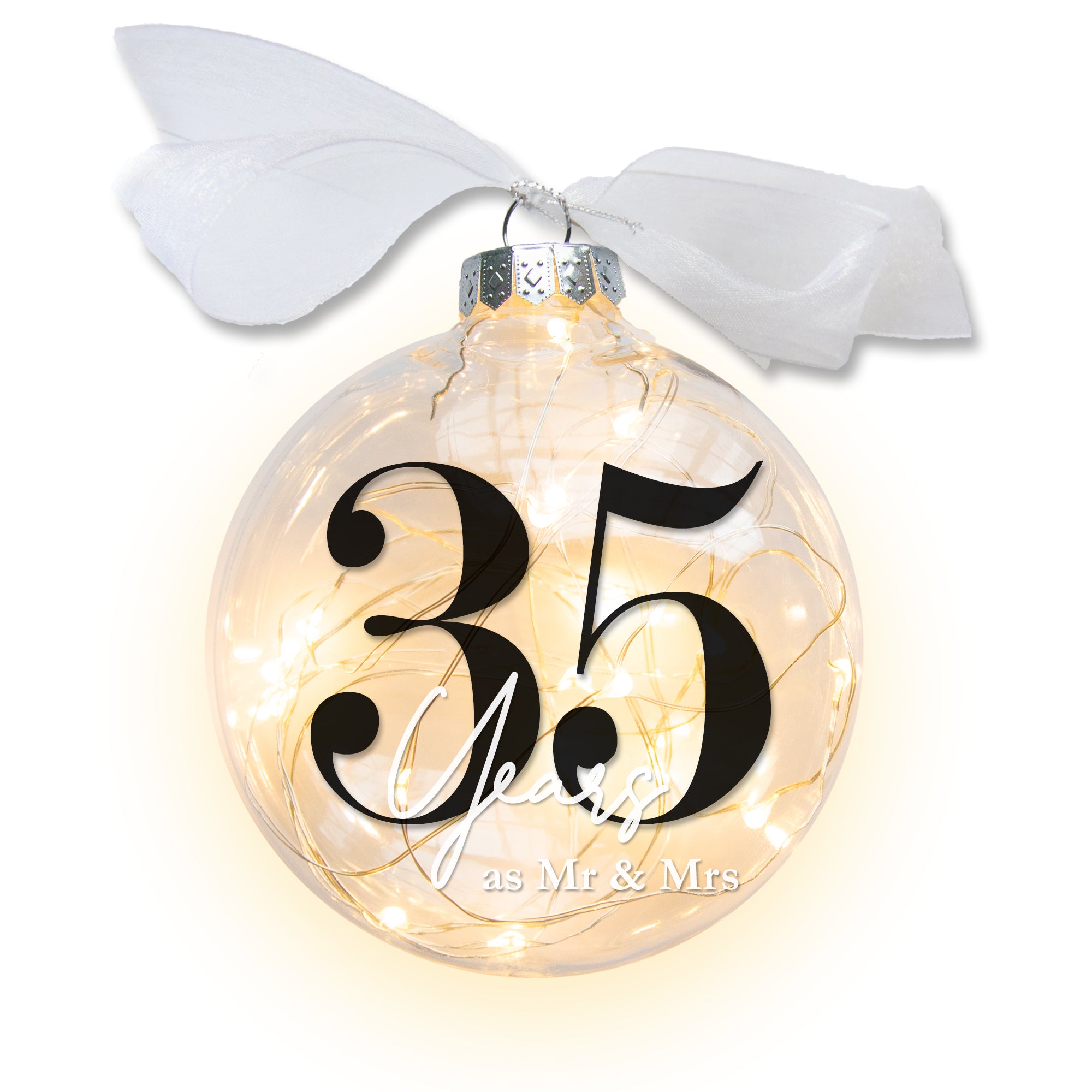 35th Wedding Anniversary Lighted Christmas Ornament