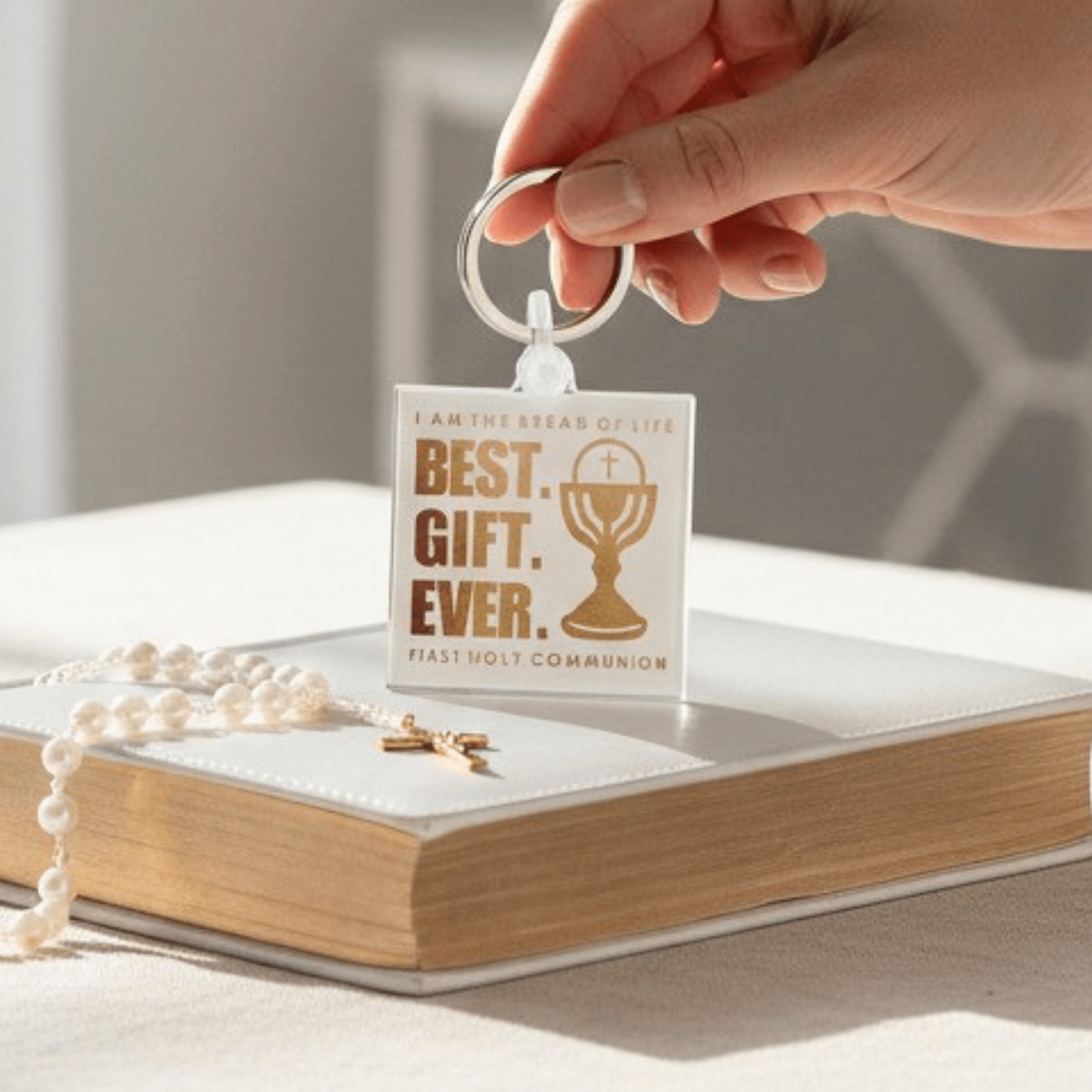 First Holy Communion Keychain Charm for Boys or Girls - Firefly Wishes