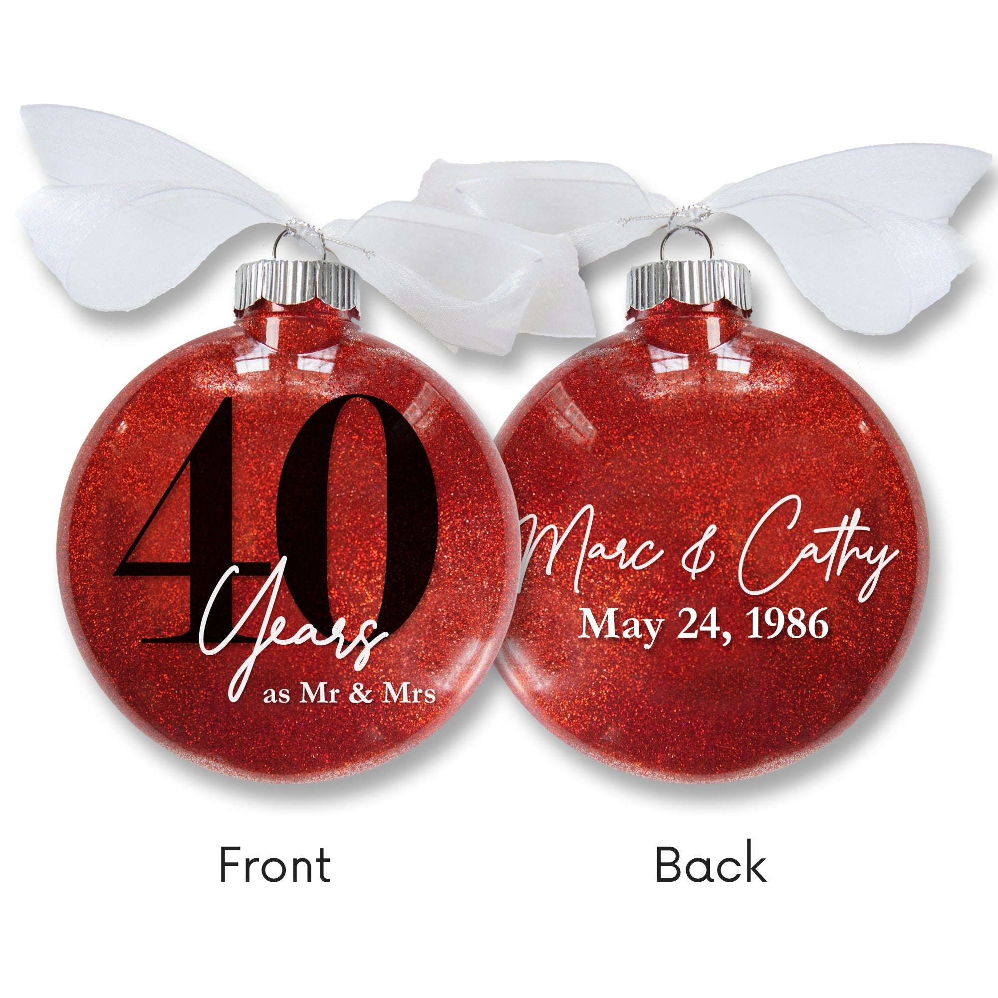 Personalized Anniversary Glitter Ornament – Milestone Keepsake Gift - Firefly Wishes