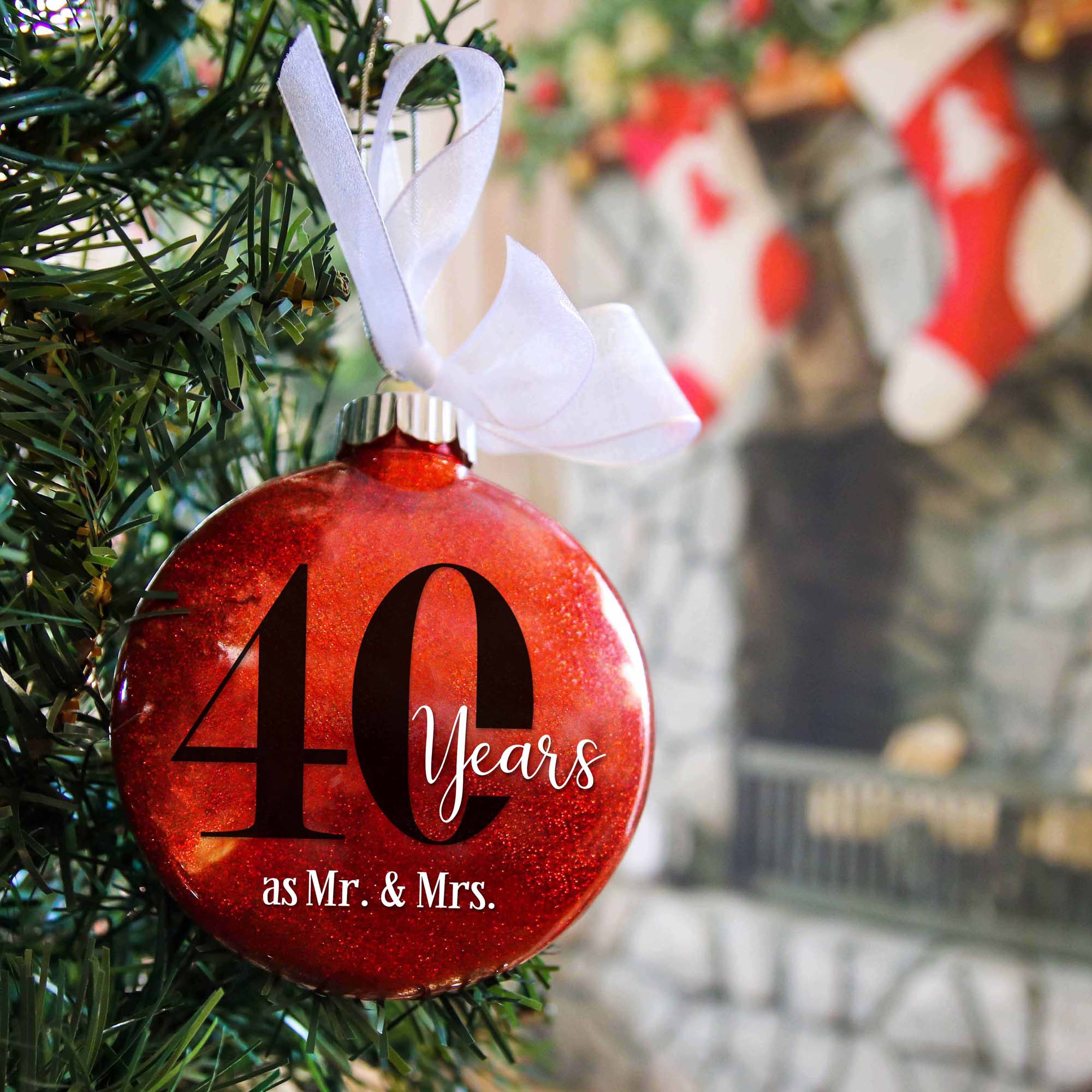 40th Wedding Anniversary Glitter Christmas Ornament