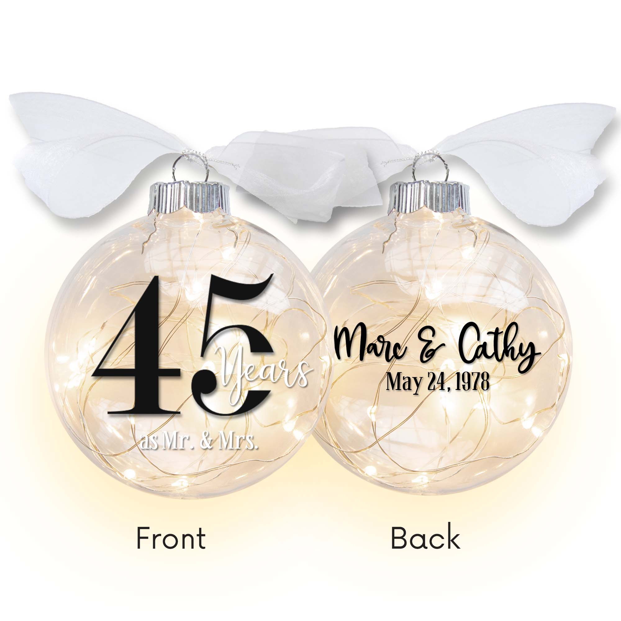 Personalized Anniversary Lighted Ornament – Milestone Keepsake Gift