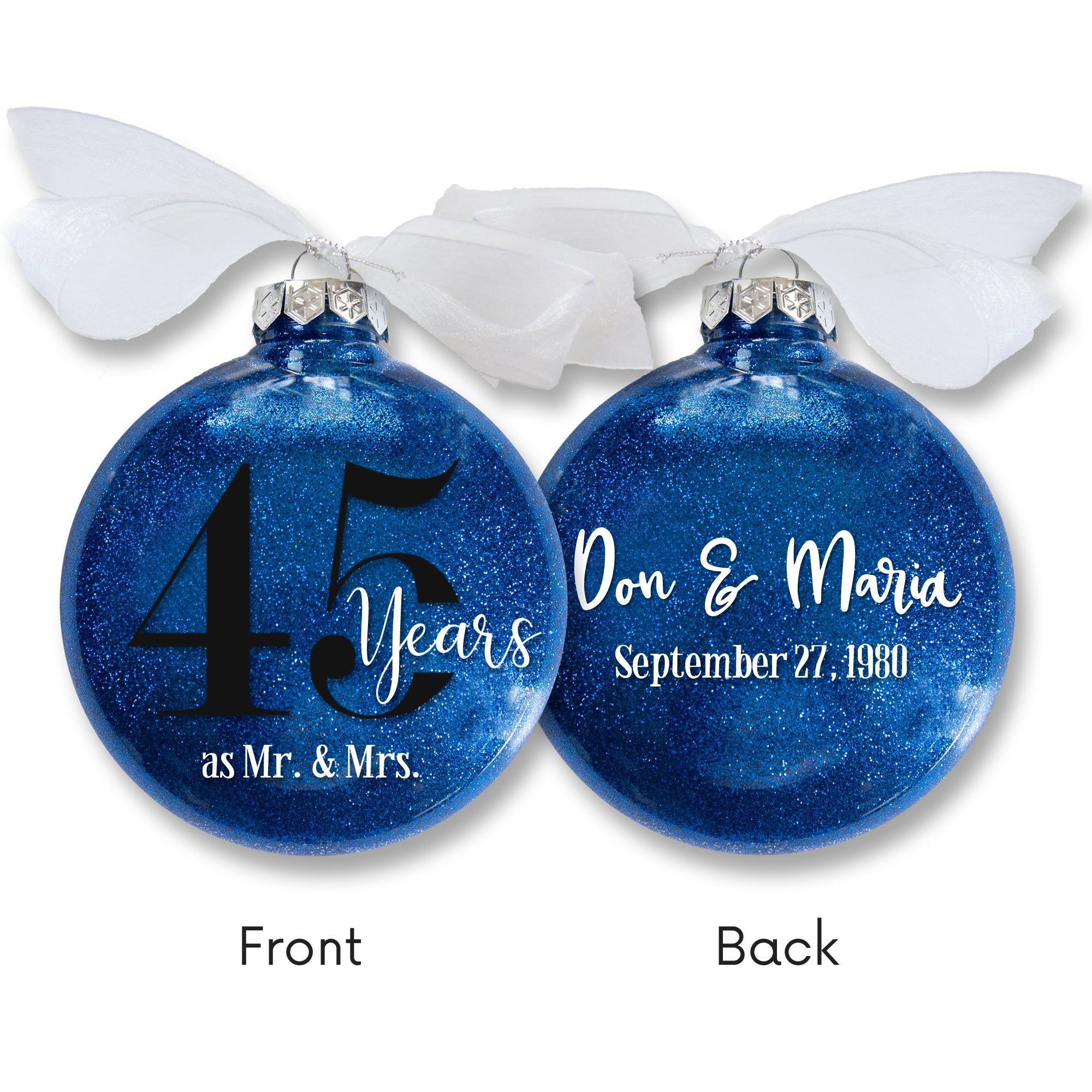 Personalized Anniversary Glitter Ornament – Milestone Keepsake Gift
