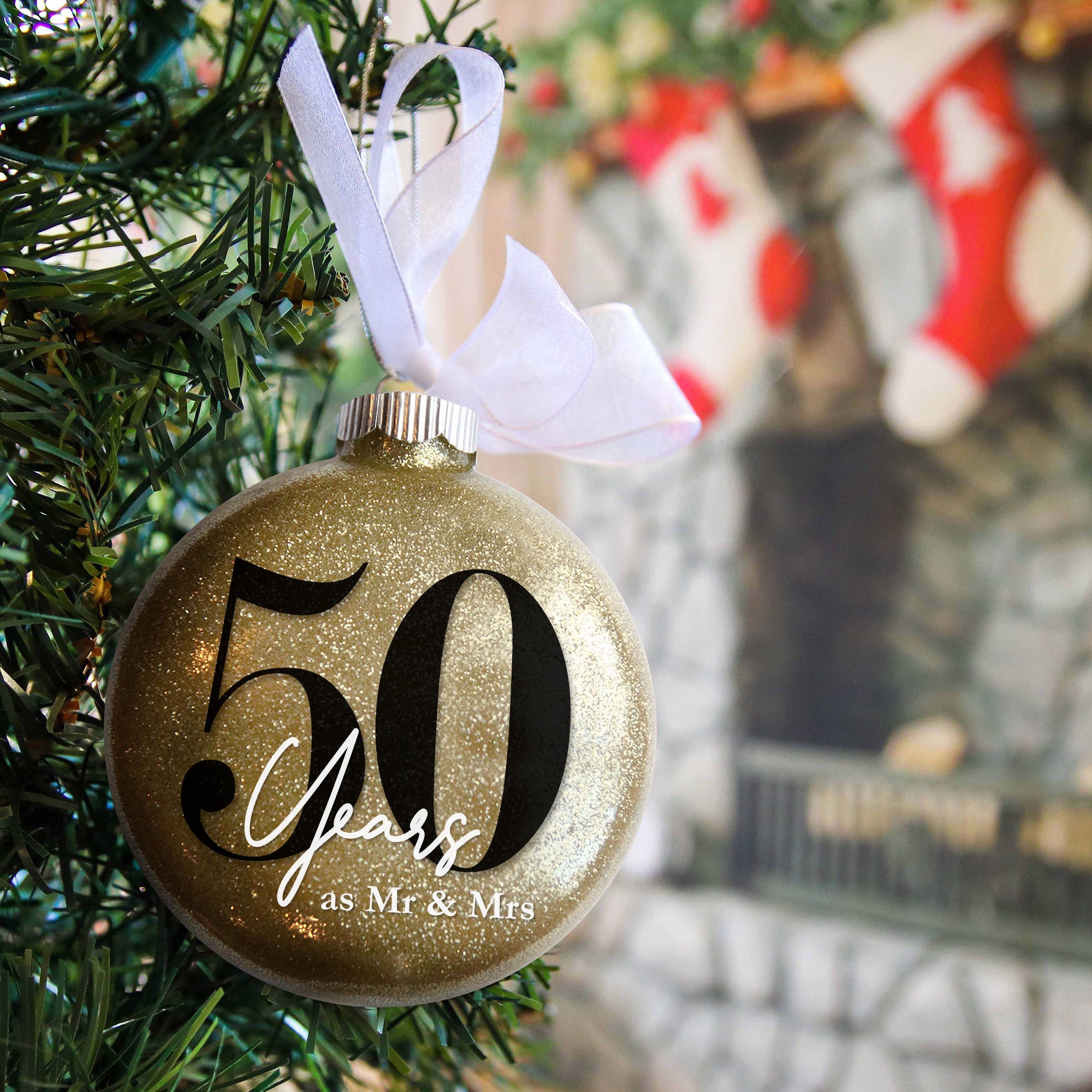 Personalized Anniversary Glitter Ornament – Milestone Keepsake Gift