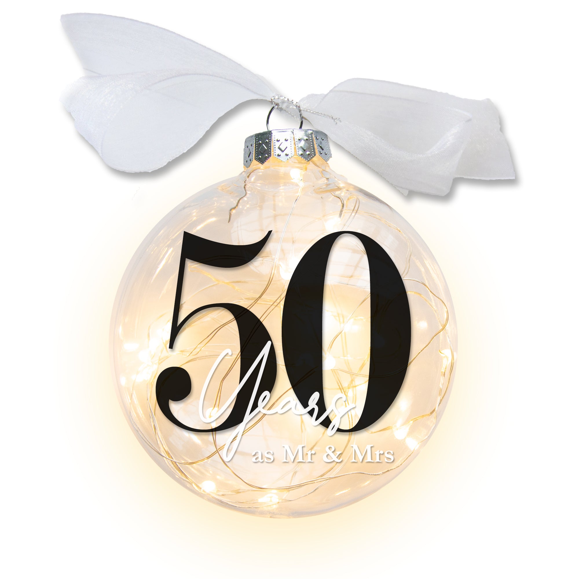 50th Wedding Anniversary Lighted Christmas Ornament