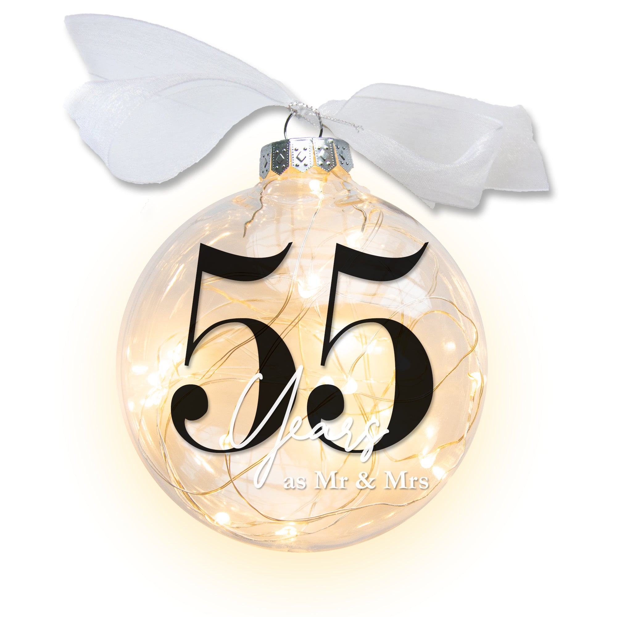55th Wedding Anniversary Lighted Christmas Ornament