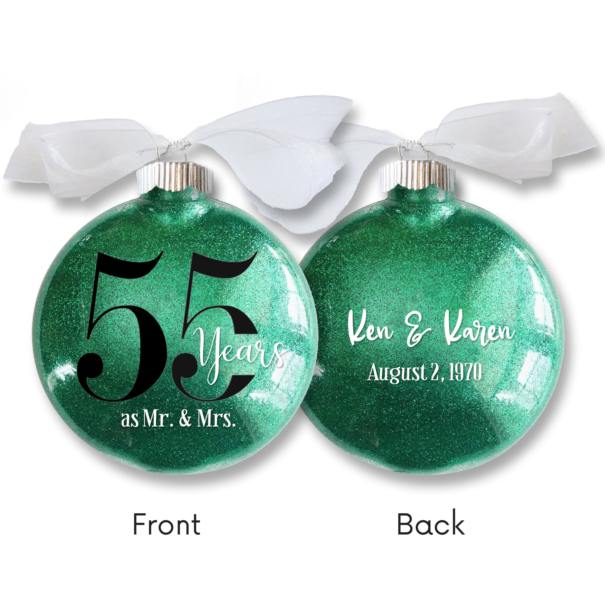 Personalized Anniversary Glitter Ornament – Milestone Keepsake Gift
