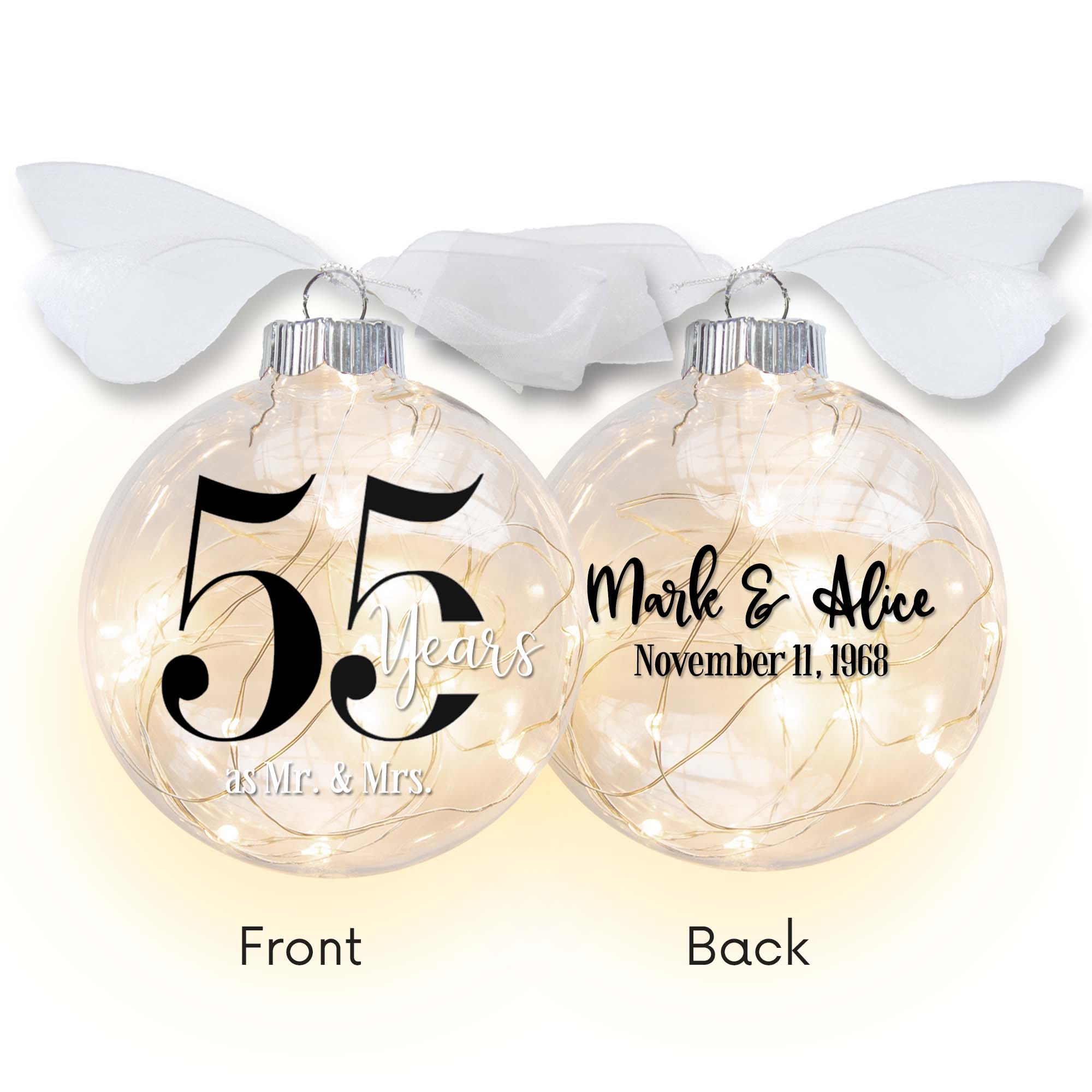 Personalized Anniversary Lighted Ornament – Milestone Keepsake Gift
