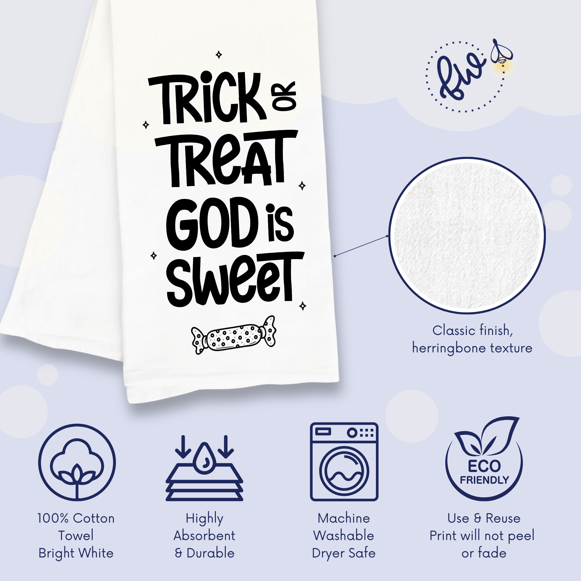 Halloween Christian Kitchen Towel - Trick or Treat God is Sweet - Firefly Wishes