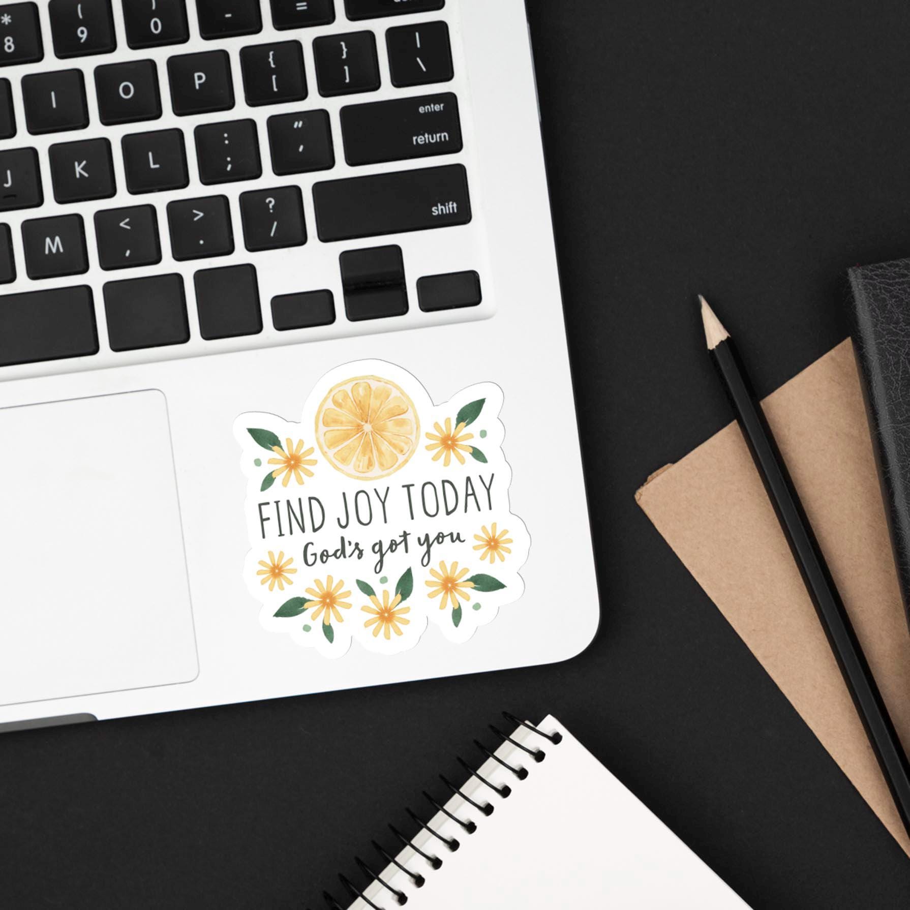 Find Joy Today Christian Sticker - Lemon Floral Faith Sticker