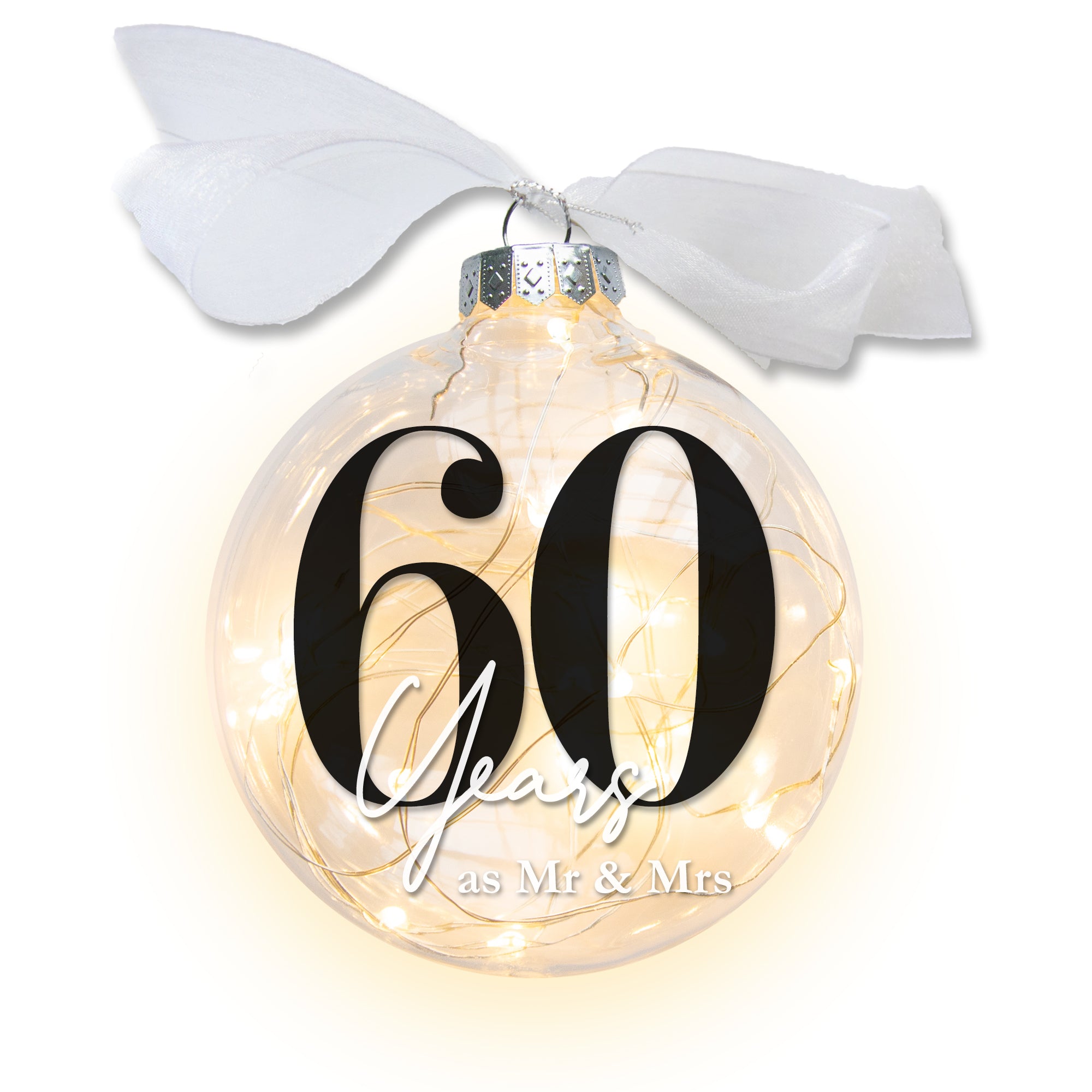 60th Wedding Anniversary Lighted Christmas Ornament