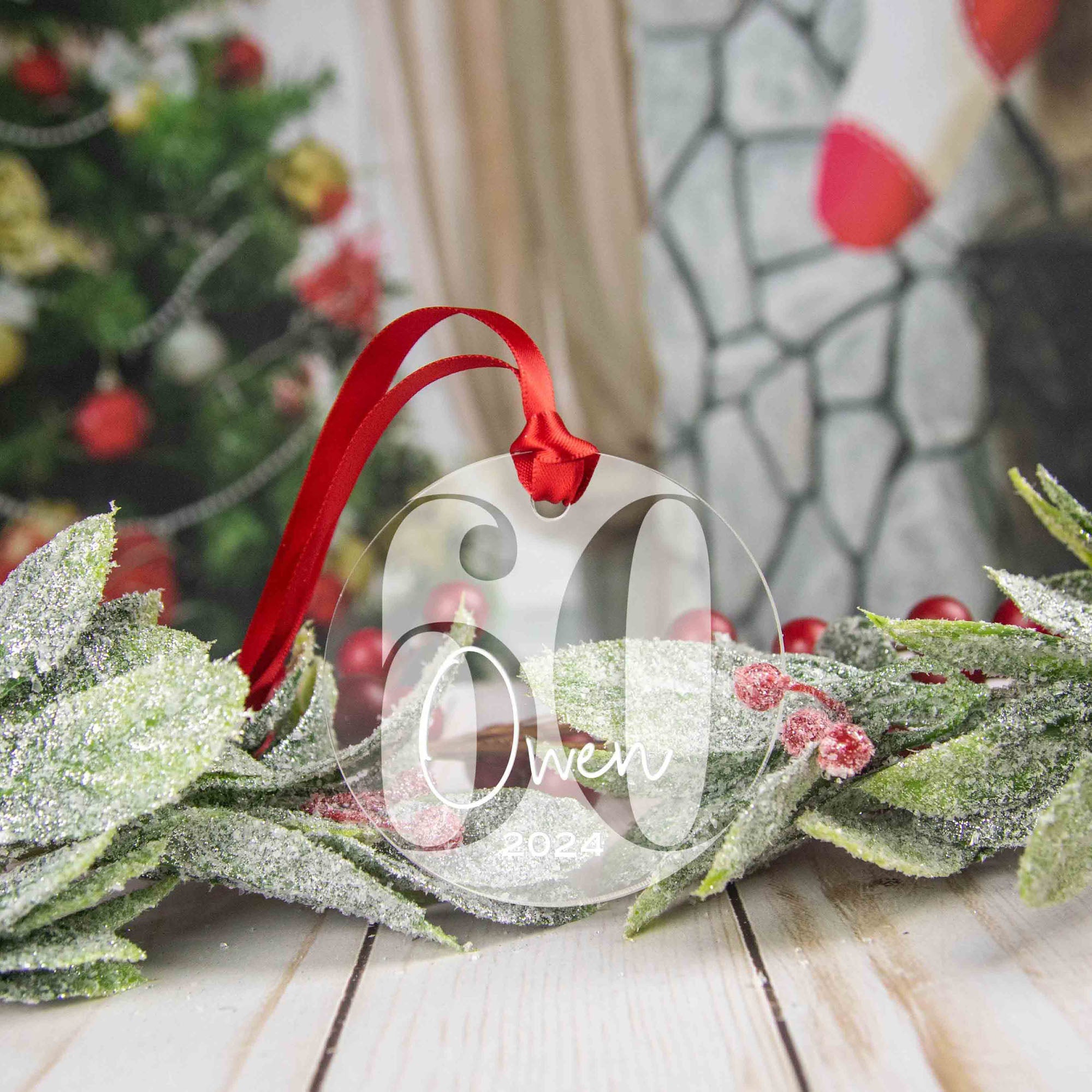 Personalized 60th Birthday Acrylic Christmas Ornament, Gift Box Included