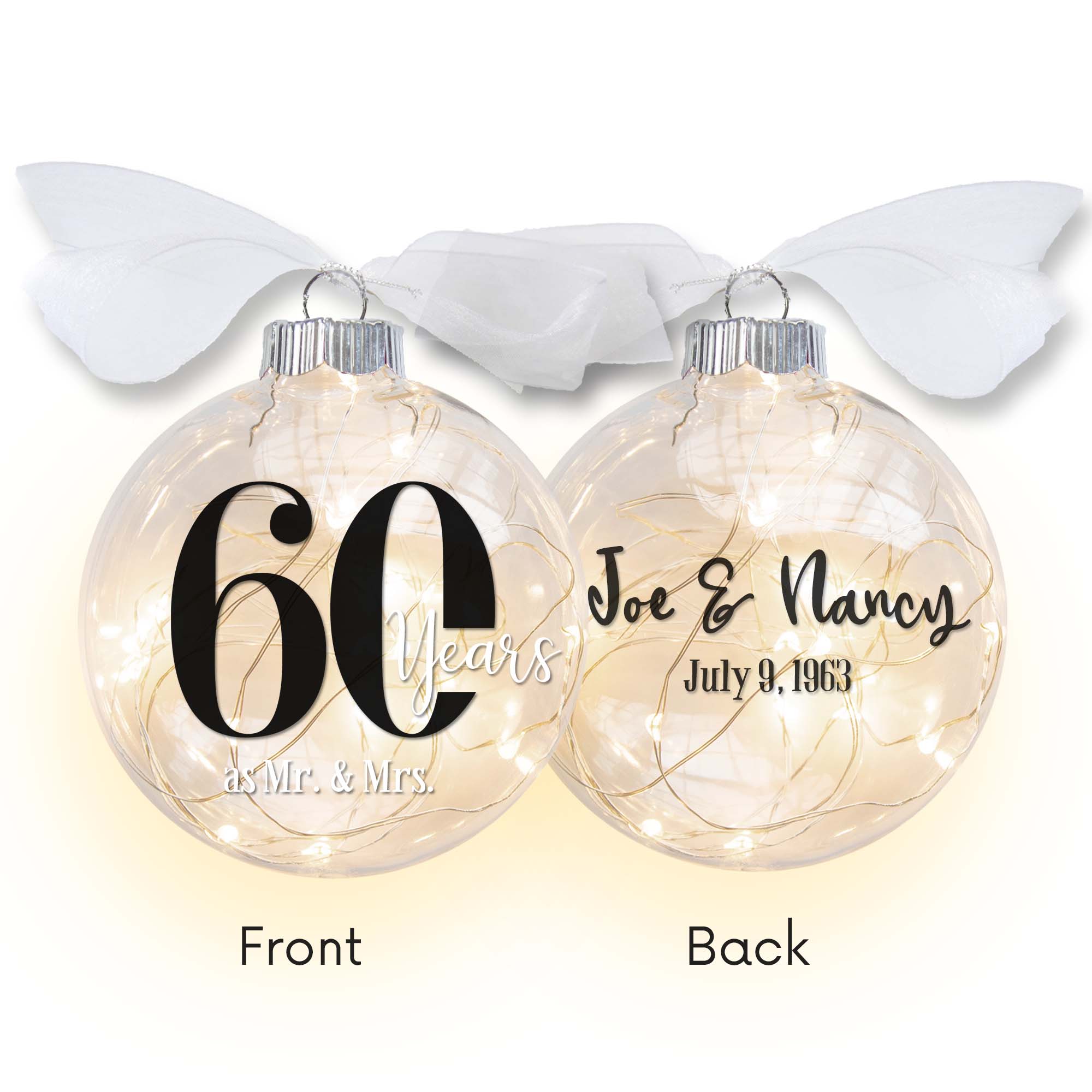 Personalized Anniversary Lighted Ornament – Milestone Keepsake Gift