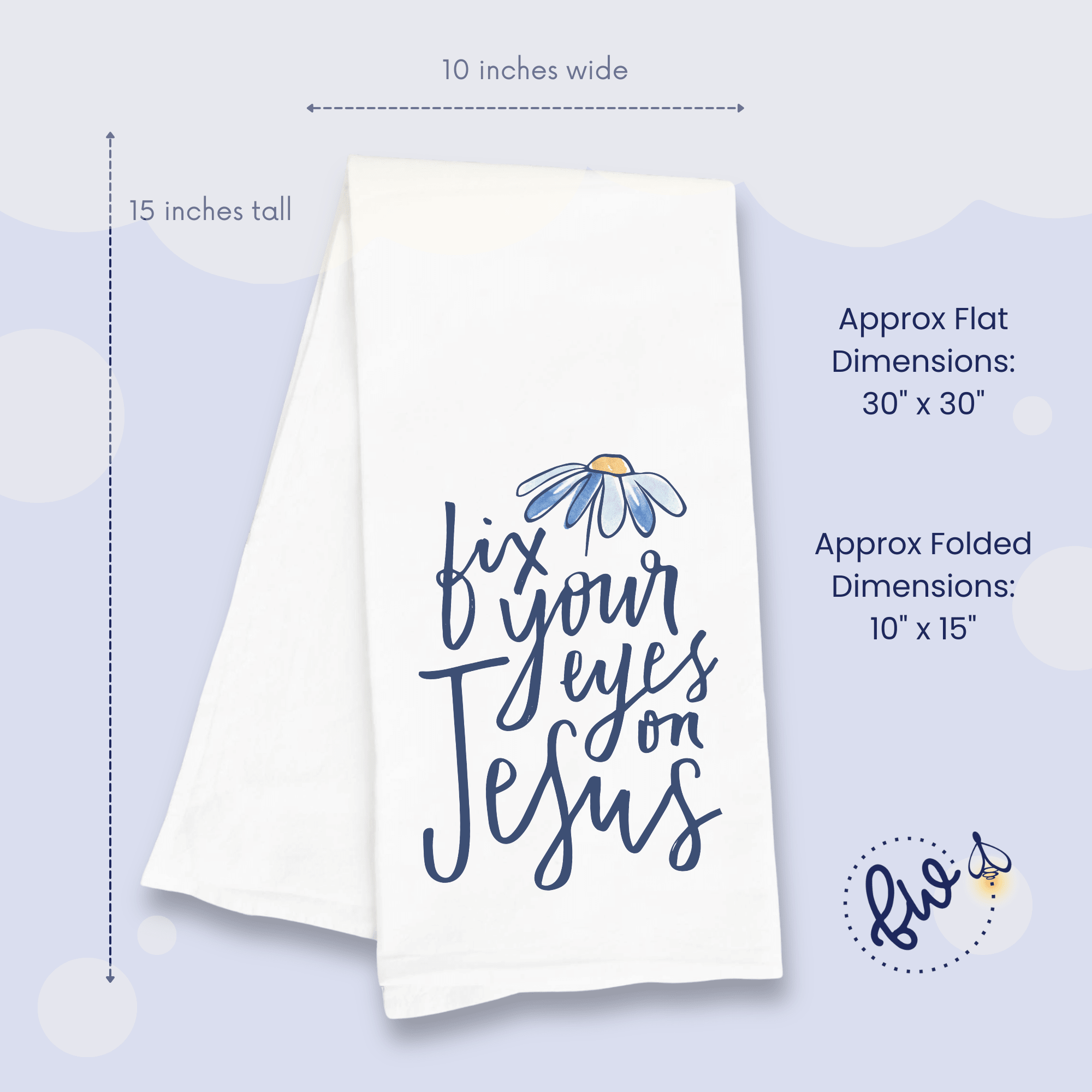 Fix Your Eyes on Jesus – Christian Bible Verse Kitchen Towel (Hebrews 12:2) - Firefly Wishes