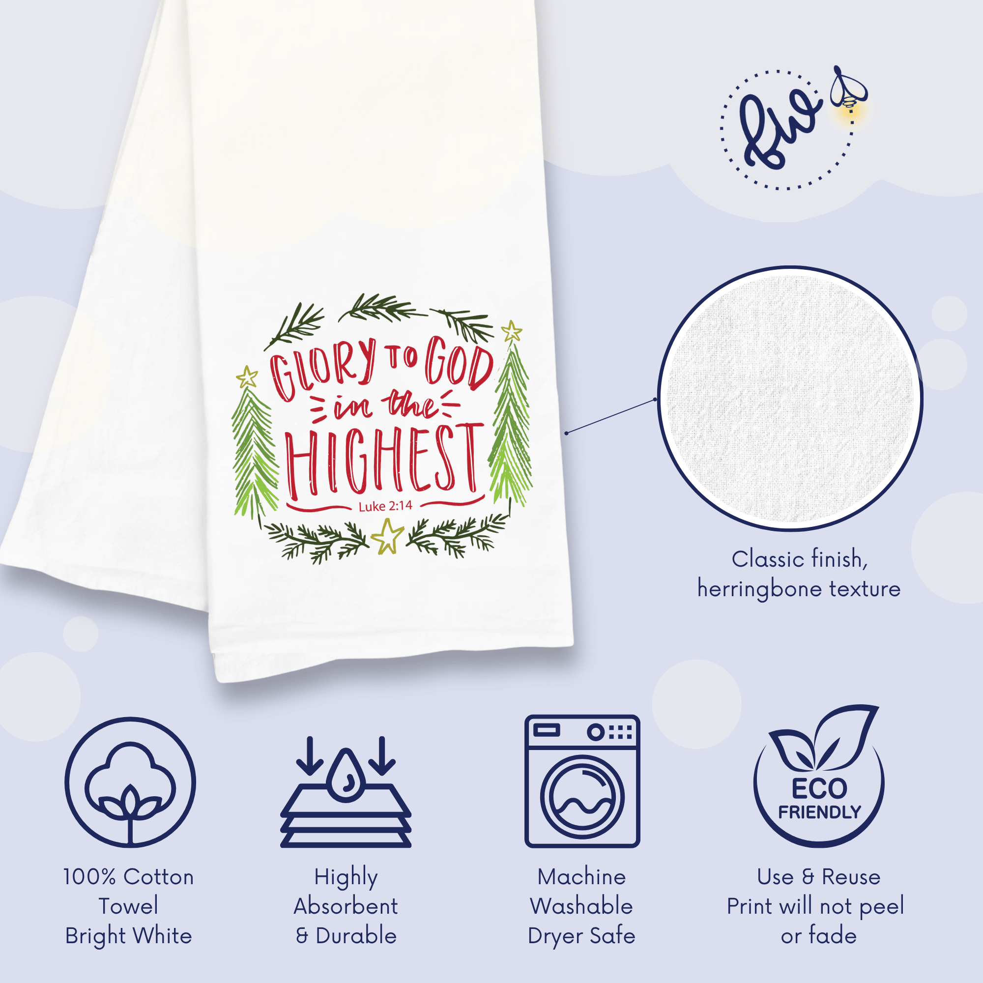 Christian Christmas Kitchen Towel – Glory to God in the Highest (Luke 2:14) - Firefly Wishes