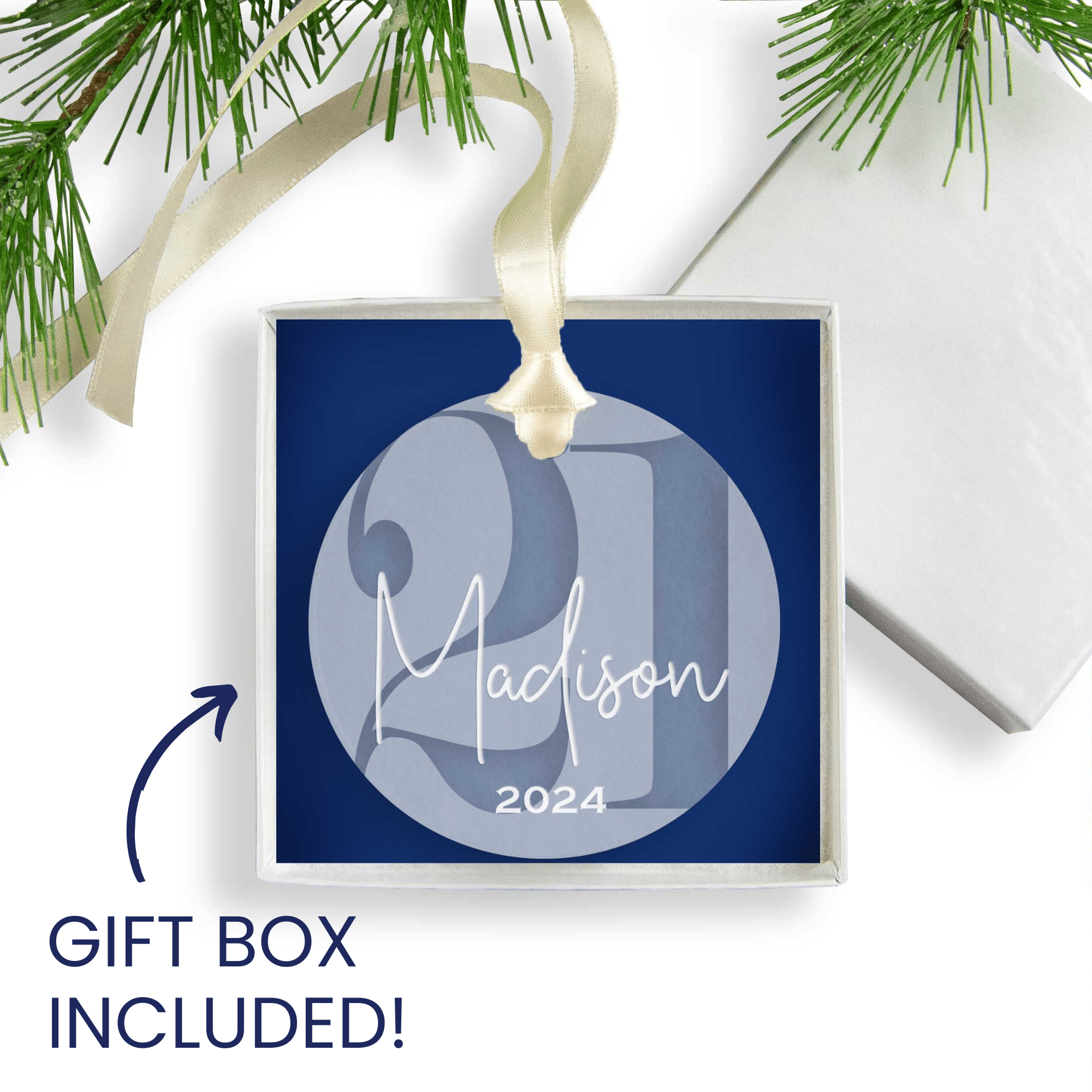 Personalized 21st Birthday Acrylic Christmas Ornament, Gift Box Included - Firefly Wishes