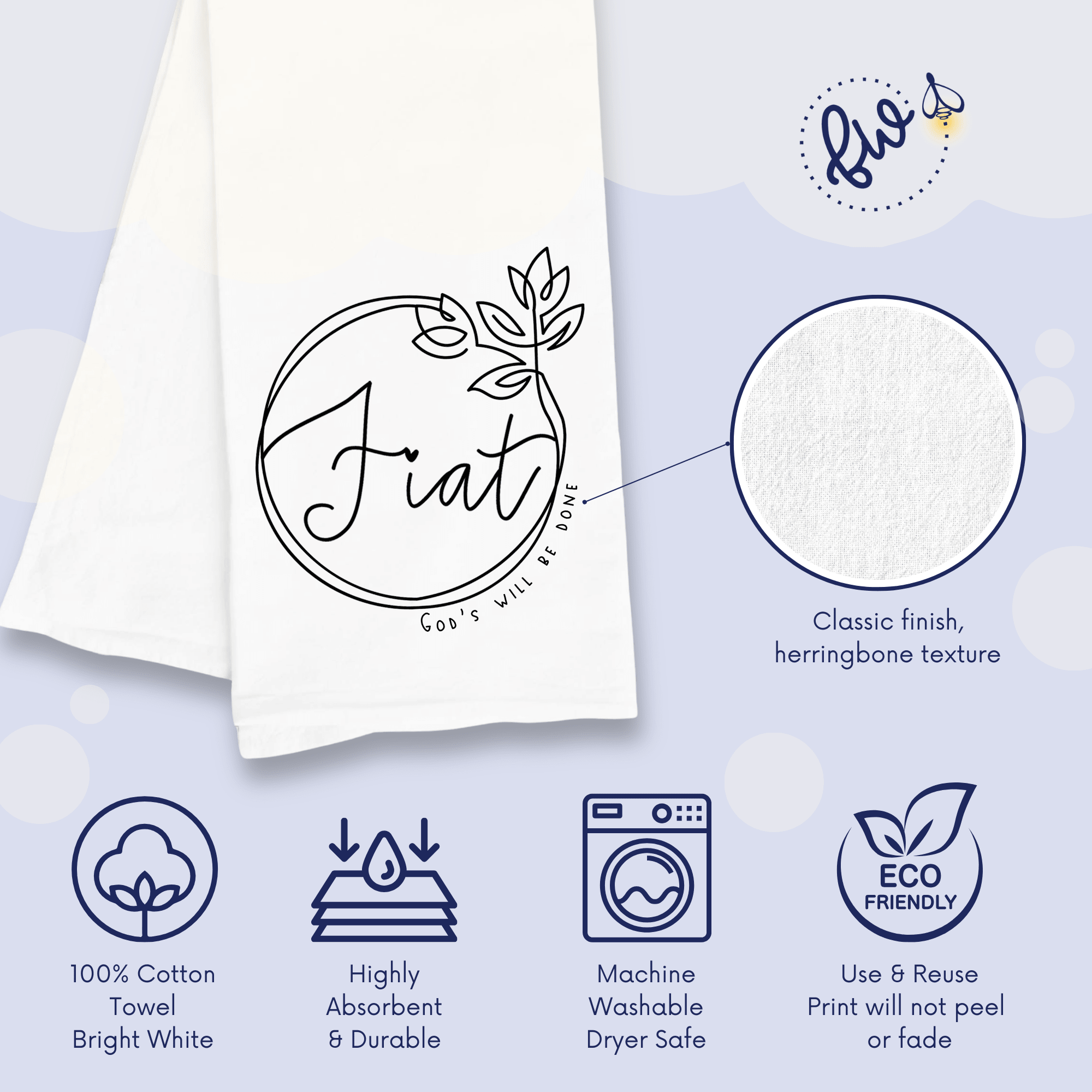 Fiat Catholic Kitchen Towel – Marian “Yes” & Catholic Faith Inspiration - Firefly Wishes