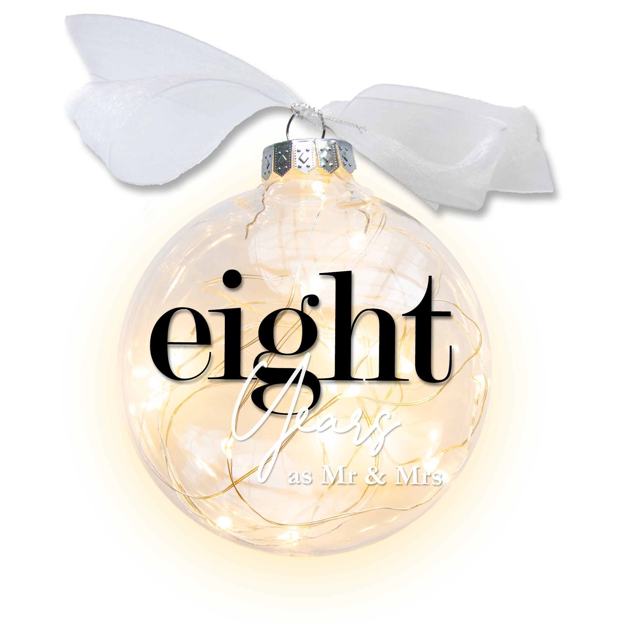 8th Wedding Anniversary Lighted Christmas Ornament