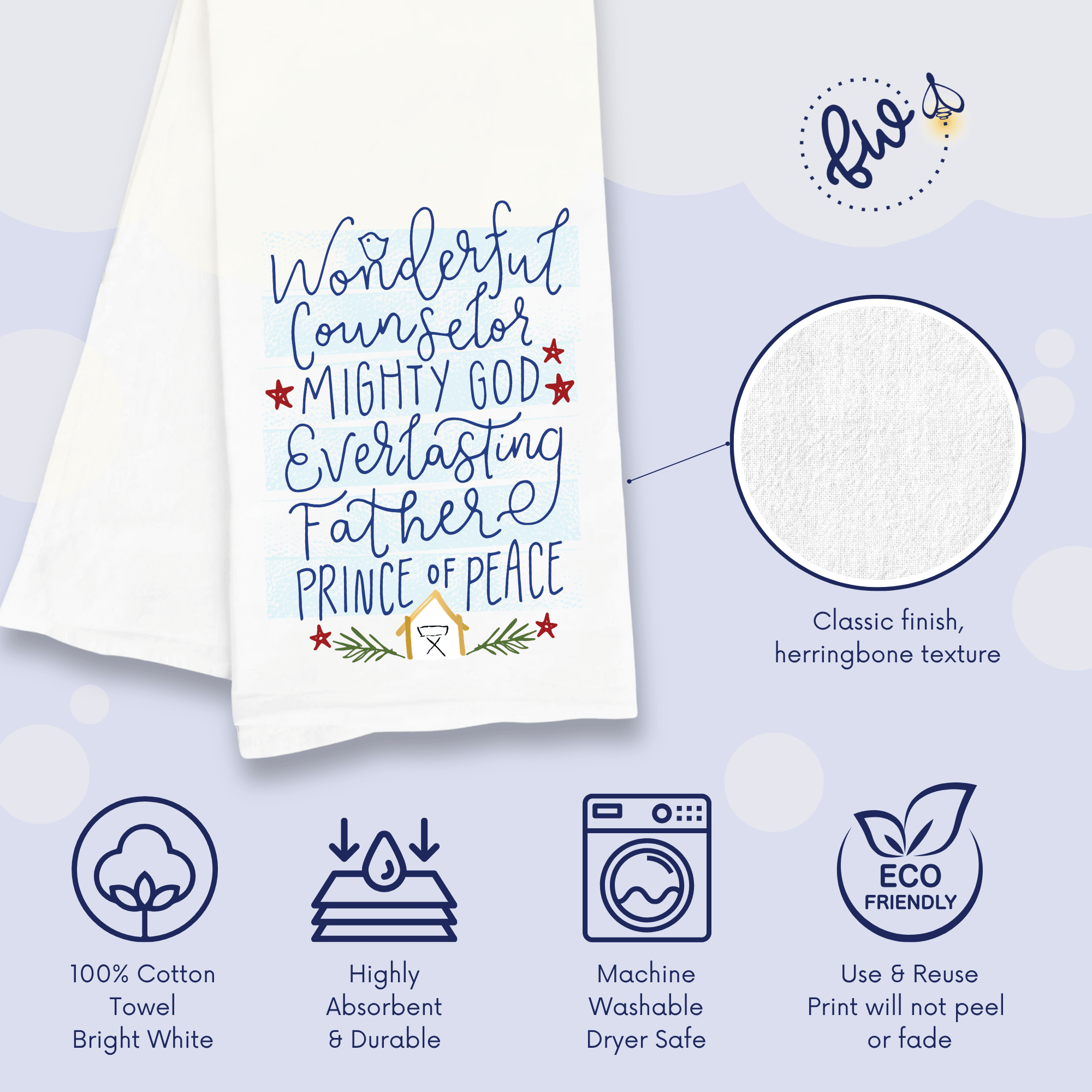 Christian Christmas Kitchen Towel – Isaiah 9:6 Prince of Peace - Firefly Wishes
