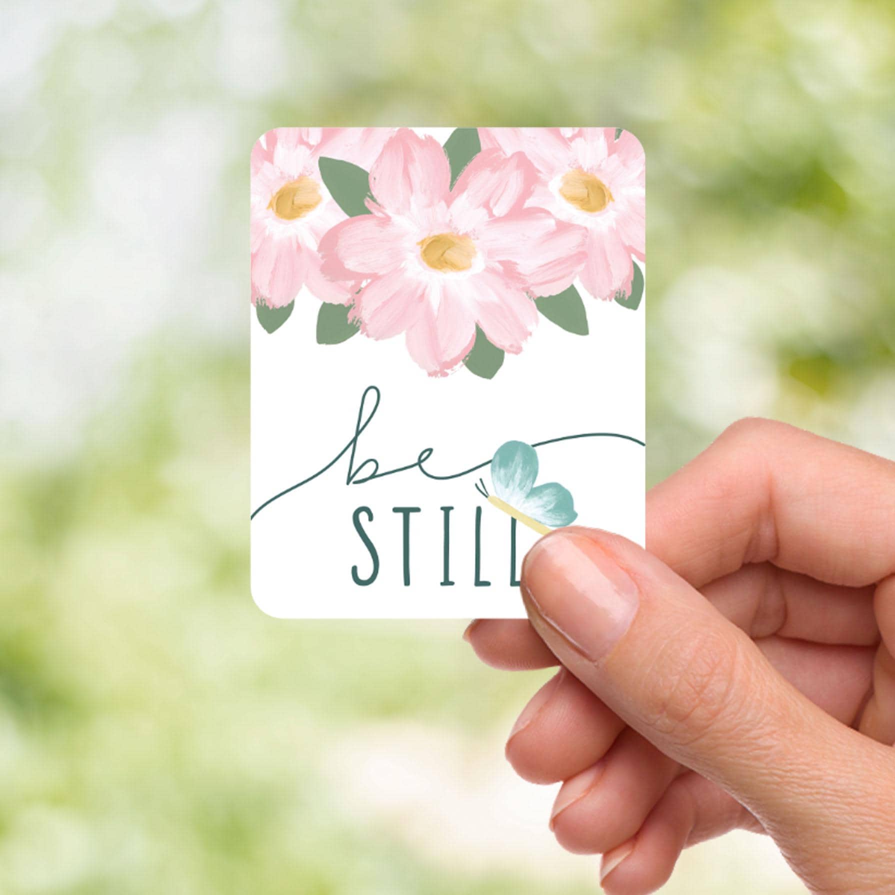 Be Still Christian Sticker - Psalm 46:10 Floral Vinyl Sticker