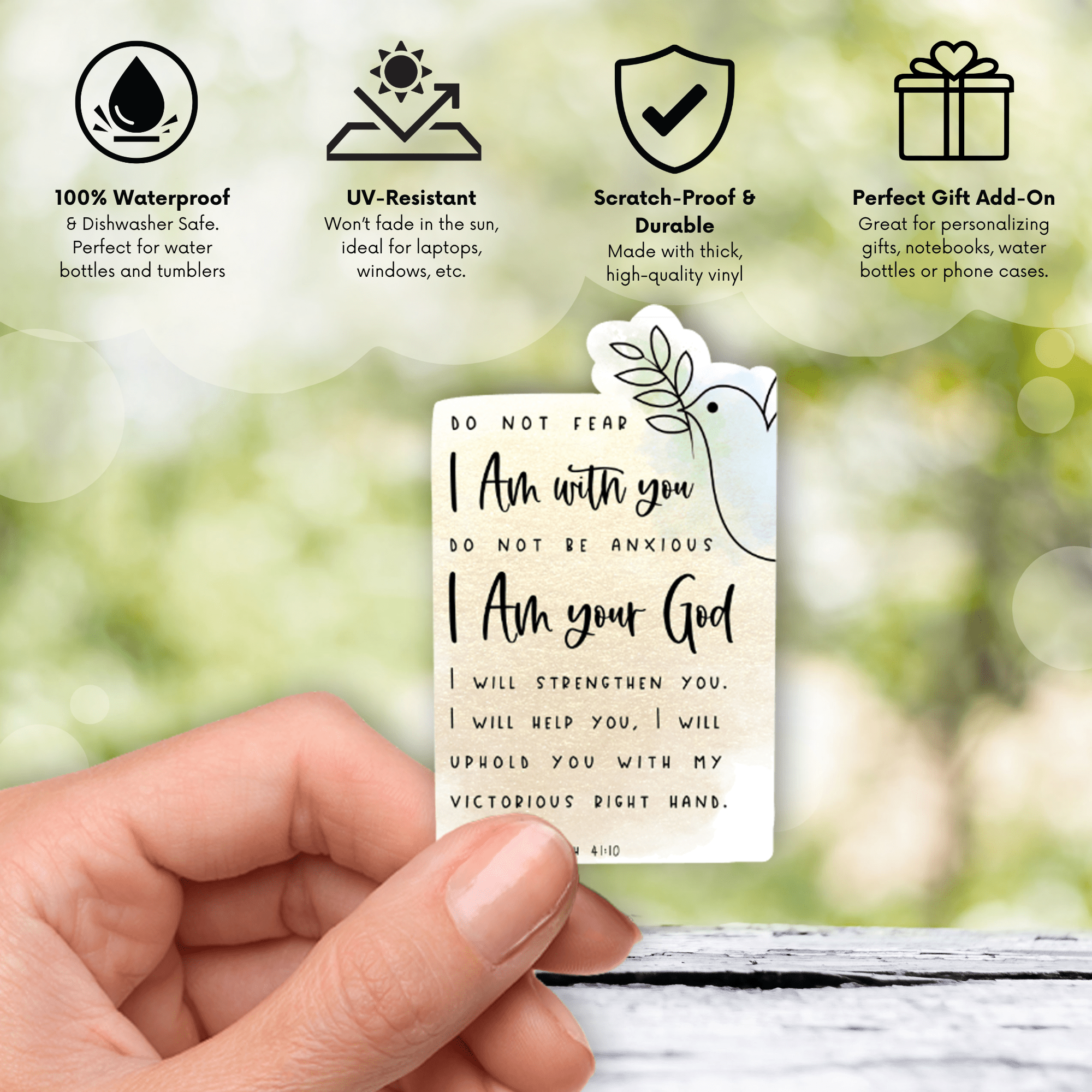 Isaiah 41:10 Waterproof Vinyl Sticker - Christian Encouragement & Faith - Firefly Wishes