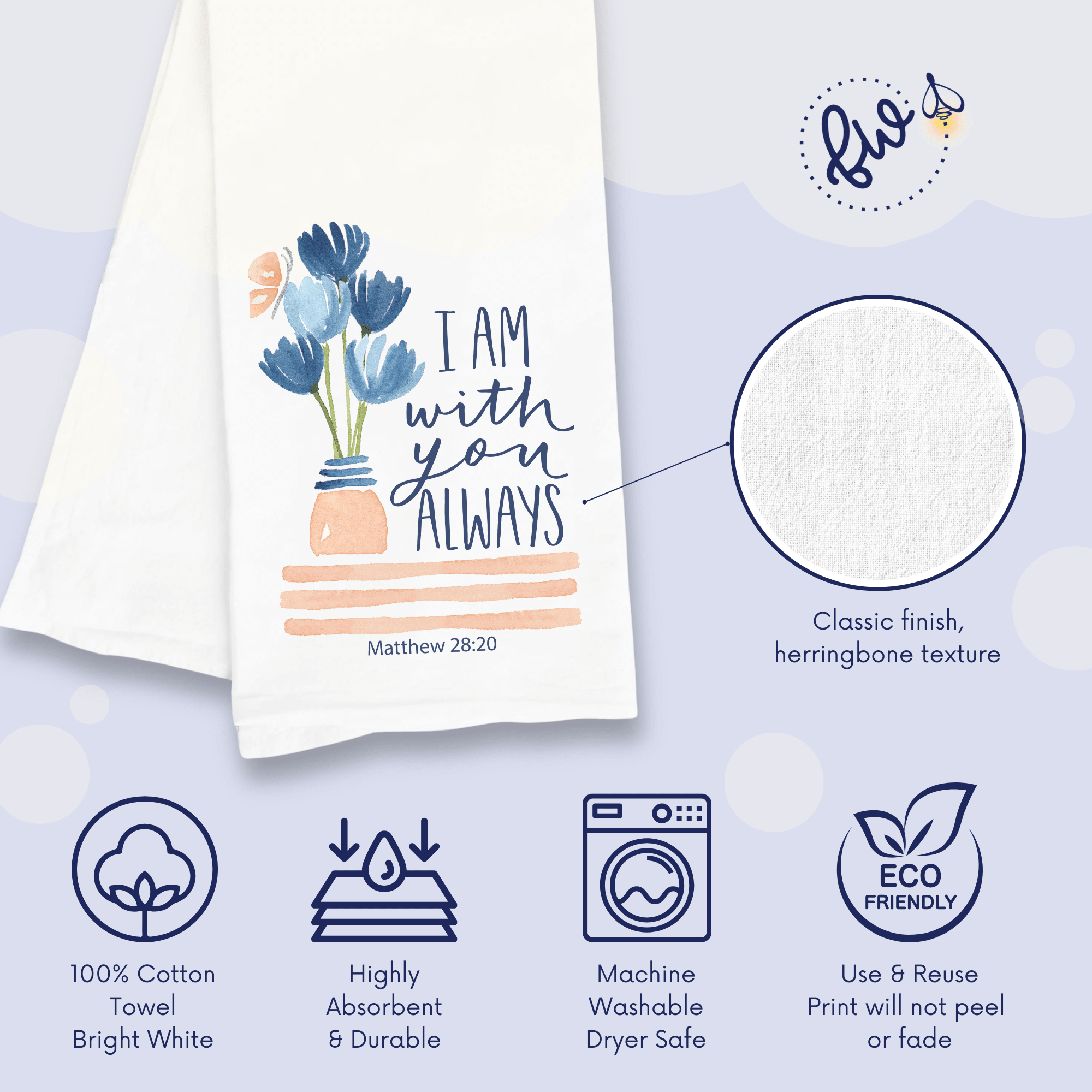 I Am With You Always – Scripture Tea Towel, Christian Home & Kitchen Décor (Matthew 28:20) - Firefly Wishes