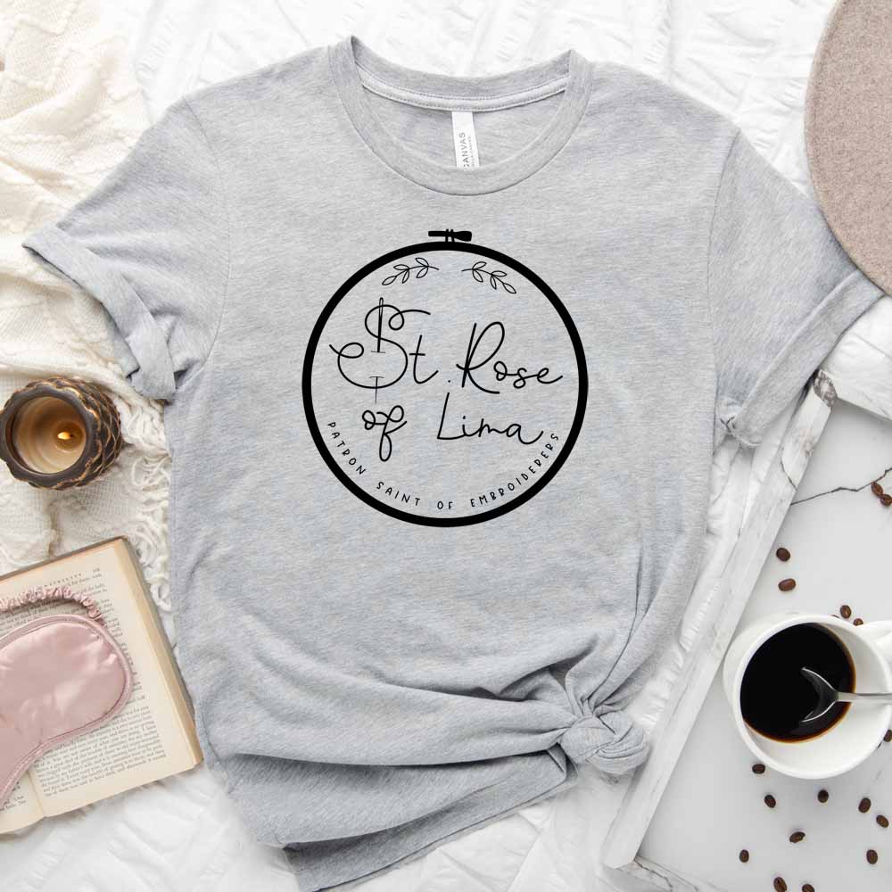 St Rose of Lima Catholic Saint T-Shirt - Patron Saint of Embroiderers