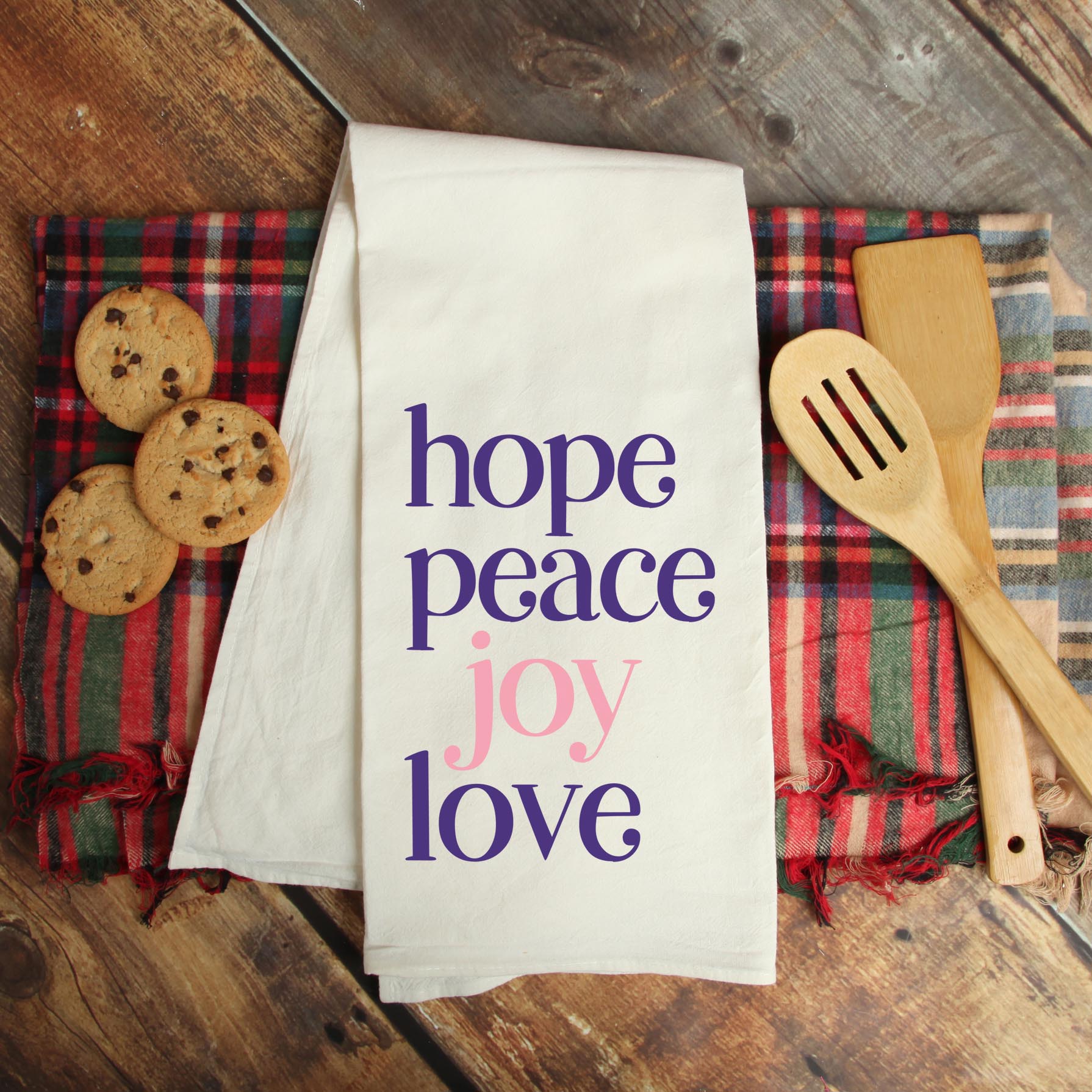 Advent Kitchen Towel – Hope Peace Joy Love Catholic Christmas Décor - Firefly Wishes